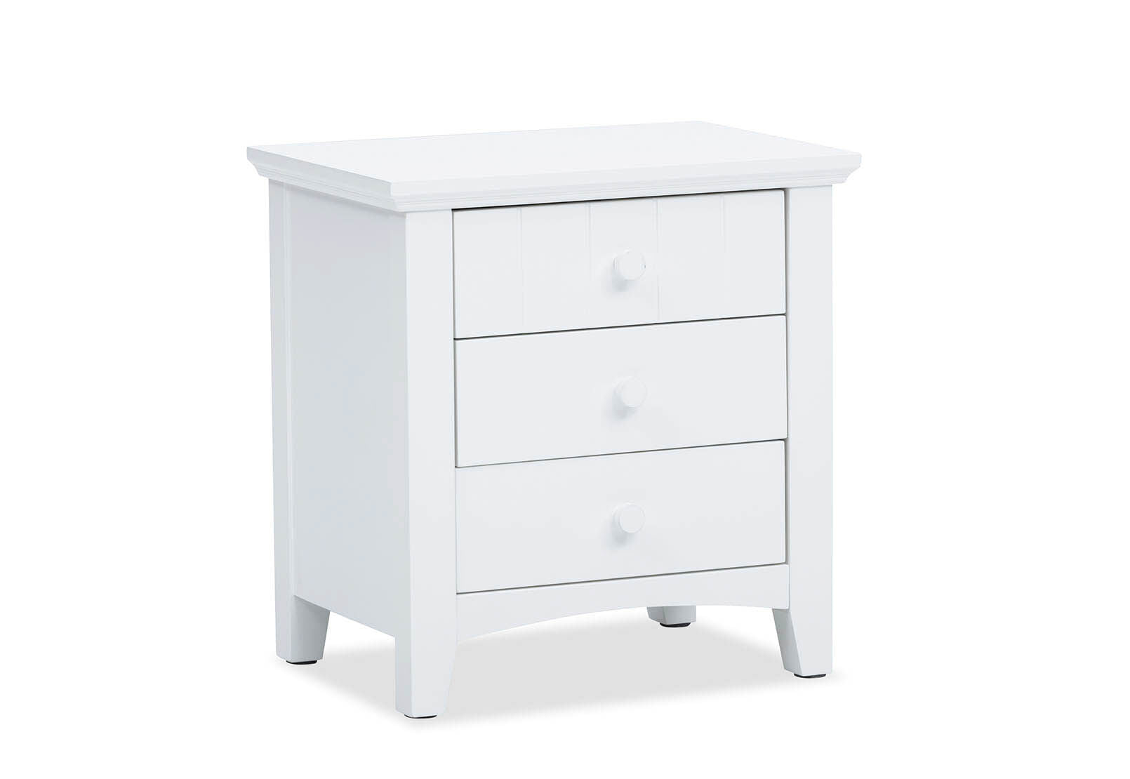 COPELAND 3 DRAWER BEDSIDE. WHITE