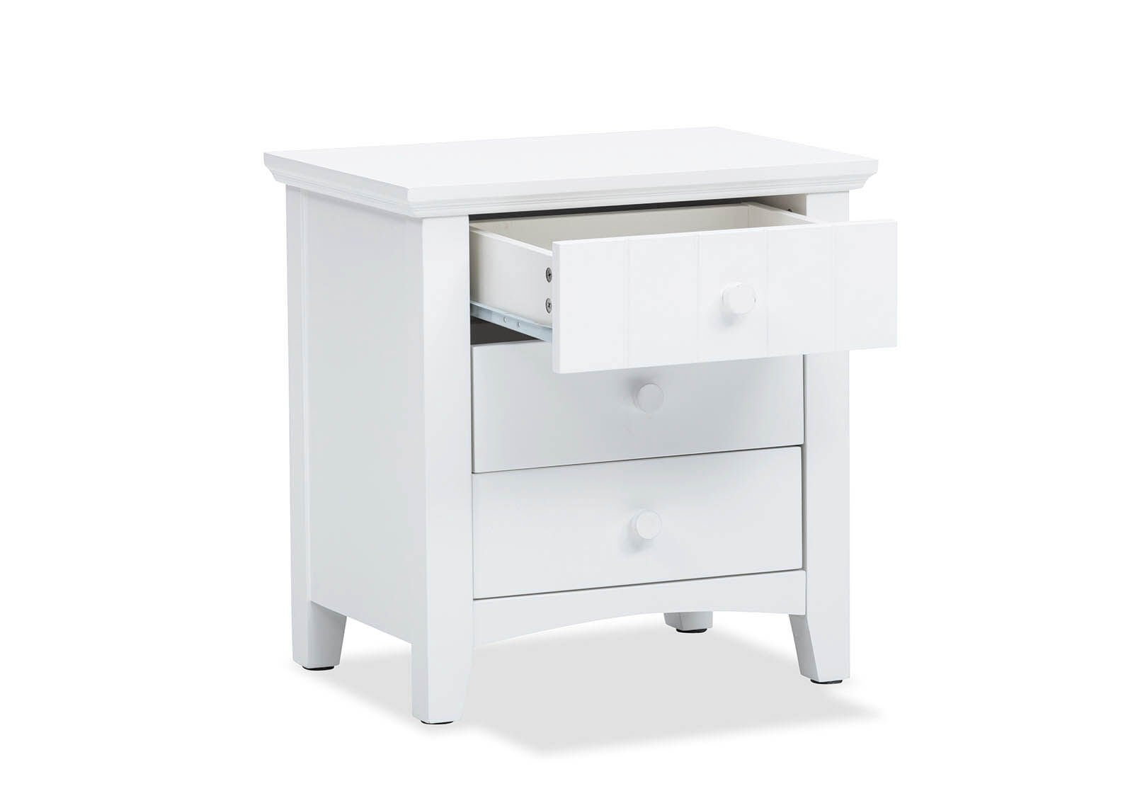 COPELAND 3 DRAWER BEDSIDE. WHITE