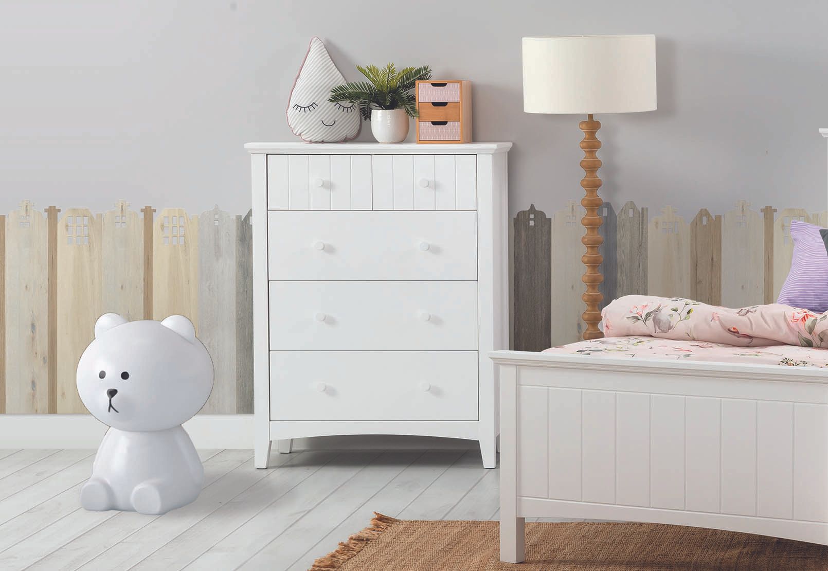 COPELAND 5 DRAWER TALL CHEST WHITE
