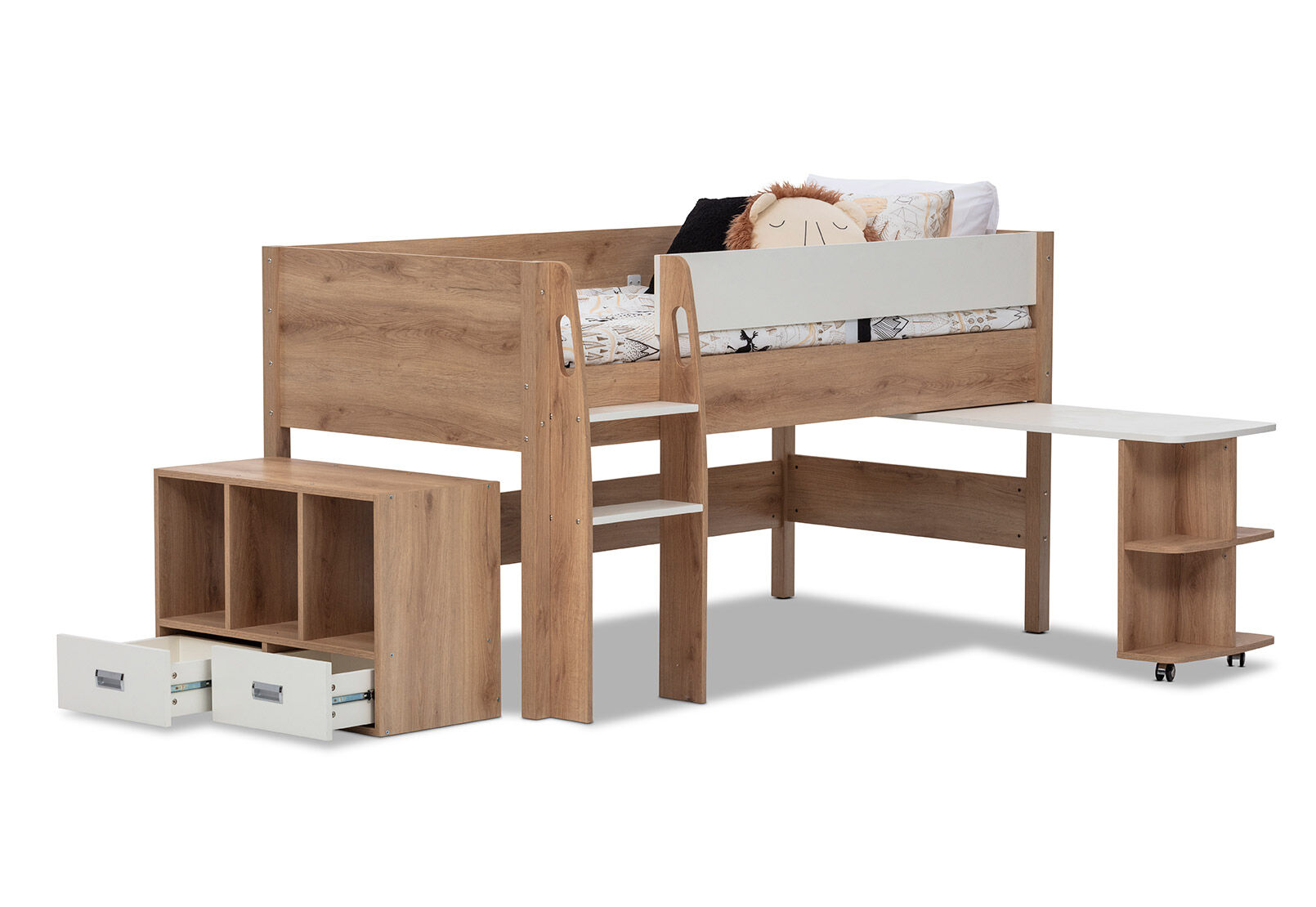 AKUNA LOFT BED WHITE/NATURAL