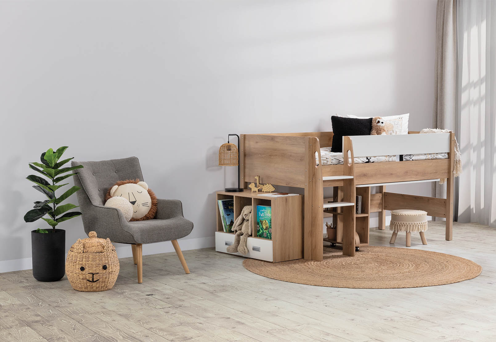 AKUNA LOFT BED WHITE/NATURAL