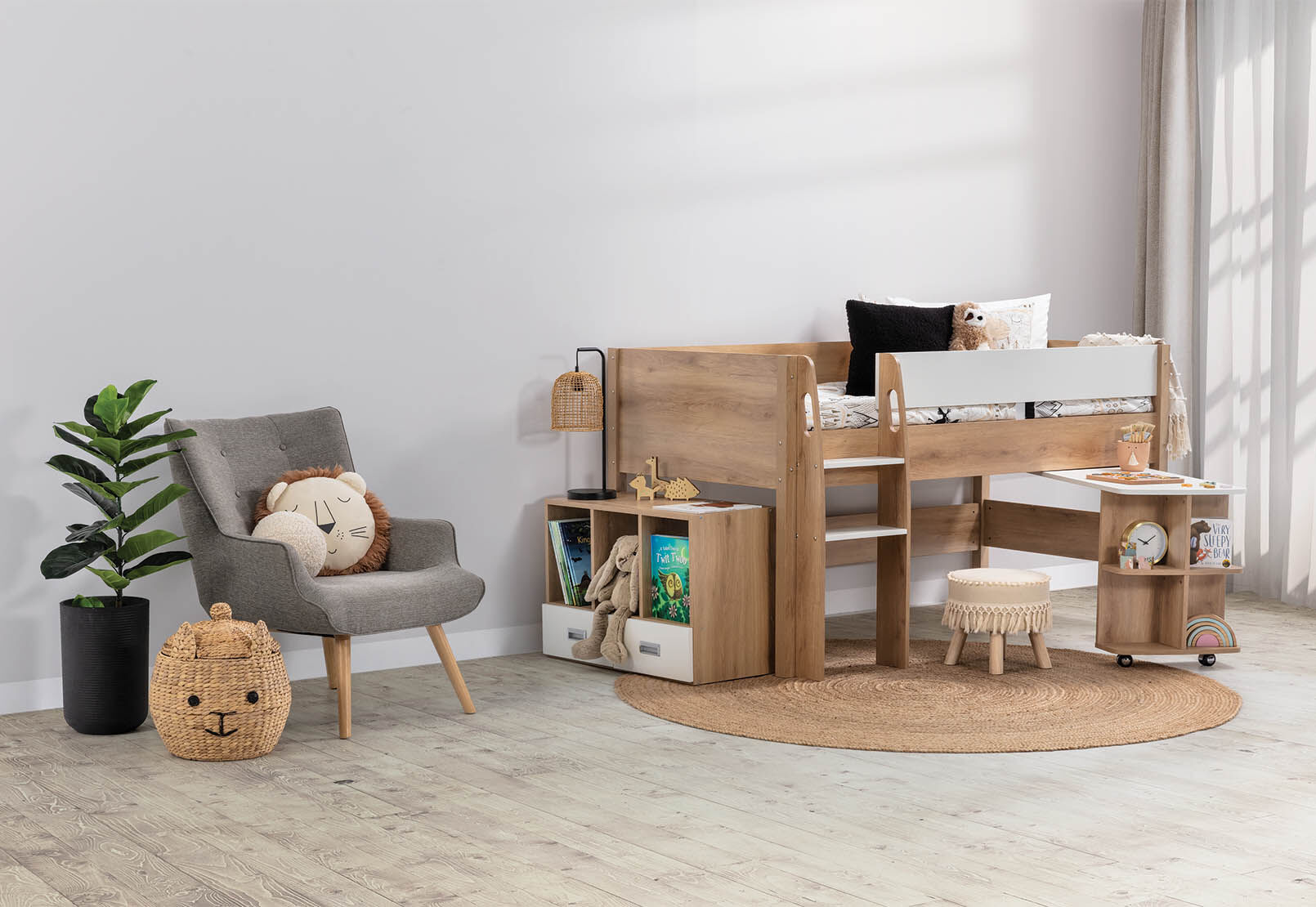 AKUNA LOFT BED WHITE/NATURAL