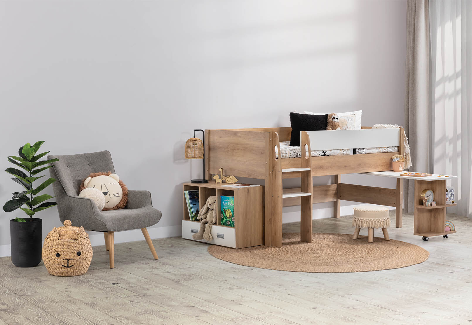 AKUNA LOFT BED WHITE/NATURAL