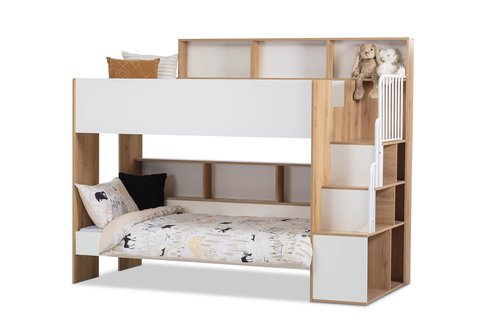 RYU DOUBLE BUNK BED WHITE/NATURAL