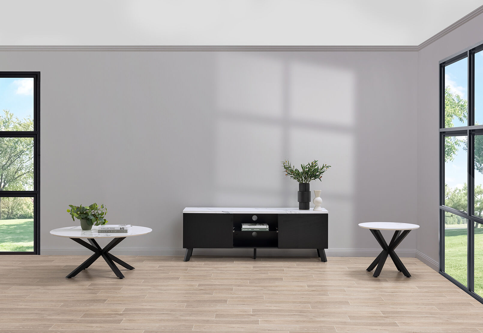 ARABELLA ENTERTAINMENT UNIT WHITE MARBLE