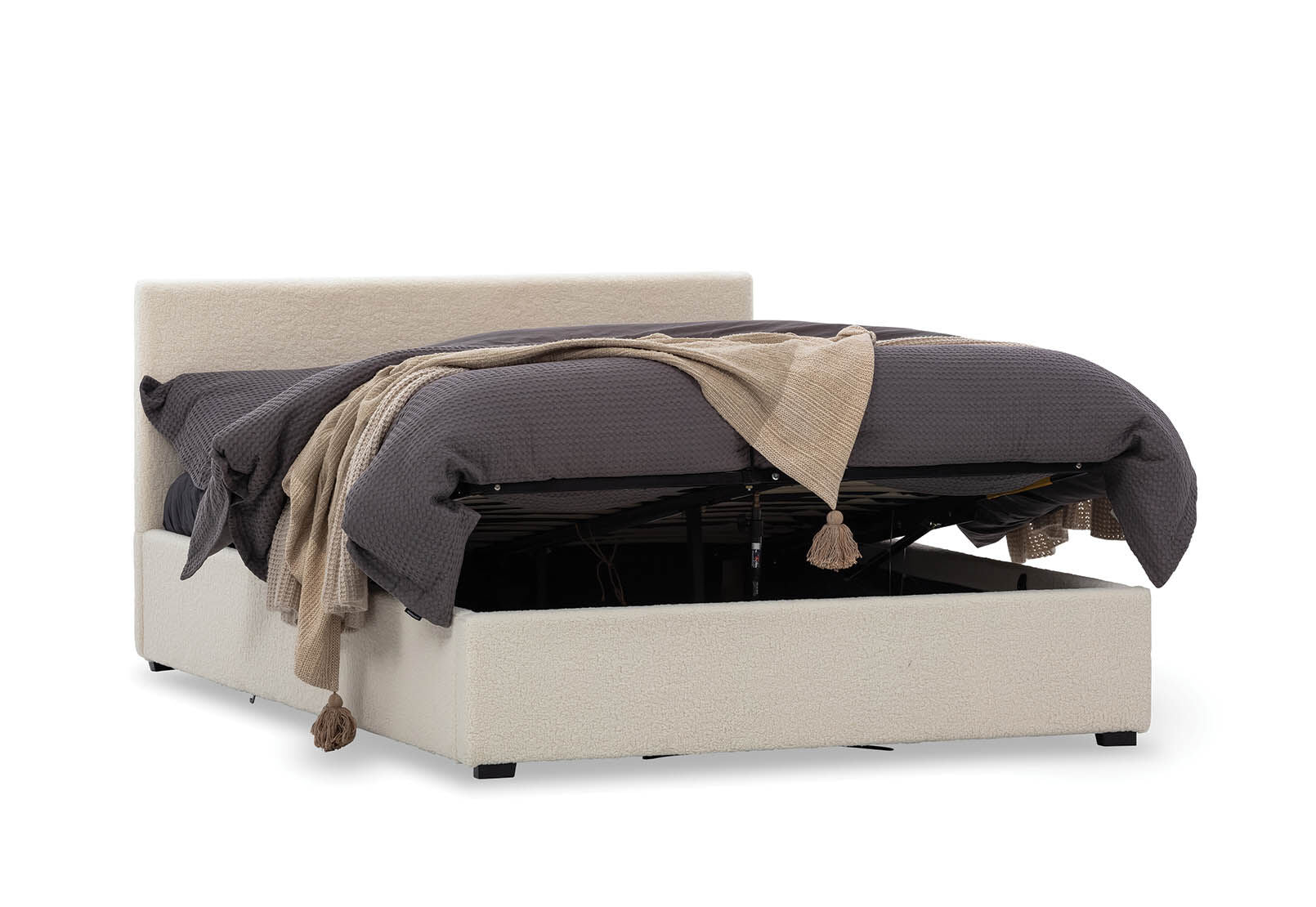 PAGOSA BOUCLE QUEEN LIFT BED WHITE