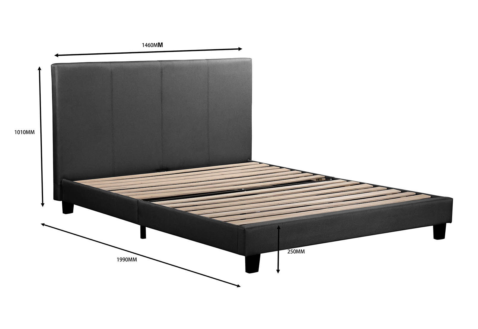 ROLLINS DOUBLE BED CHARCOAL