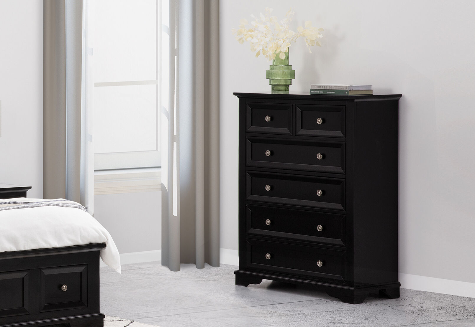 CHANELLE 6 DRAWER TALL CHEST BLACK