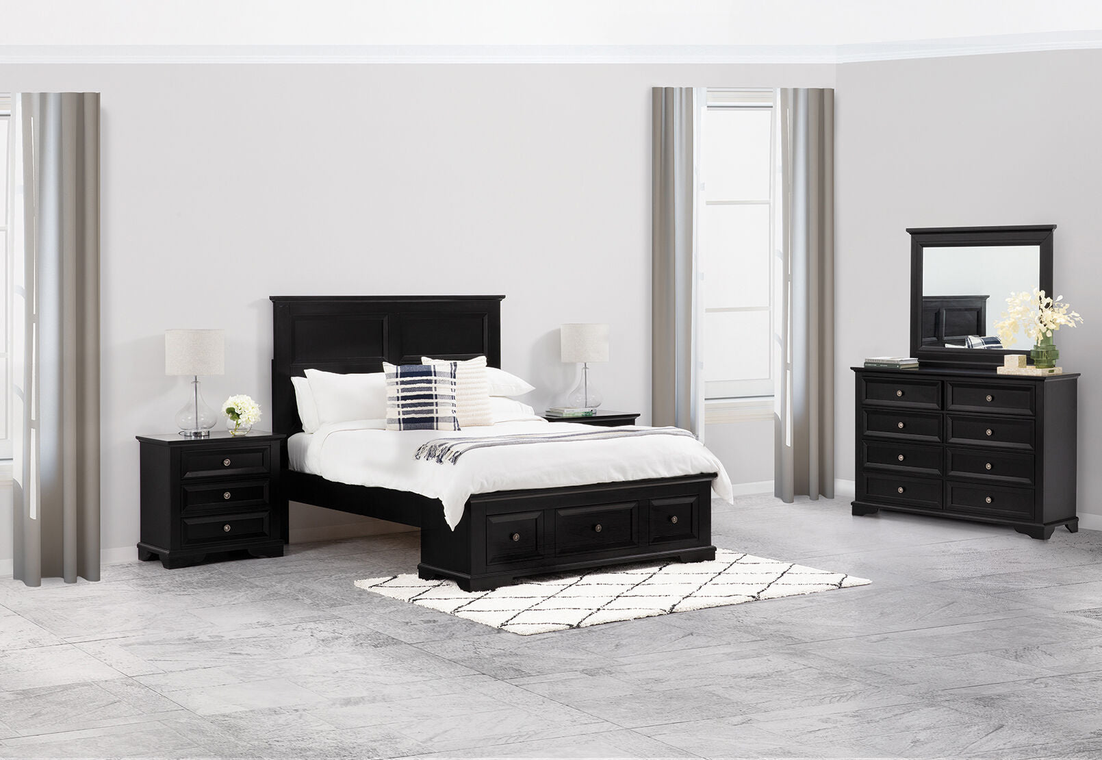 CHANELLE DRESSER WITH MIRROR BLACK