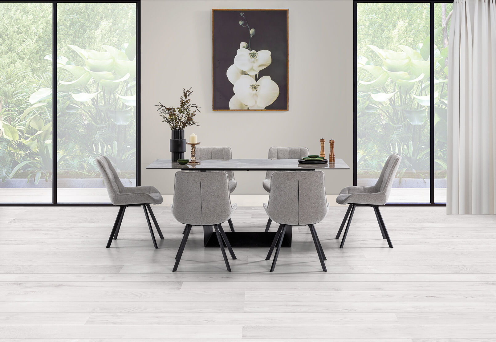 MILAS 7 PIECE DINING SUITE WITH ARABELLA DINING CHAIRS GREY