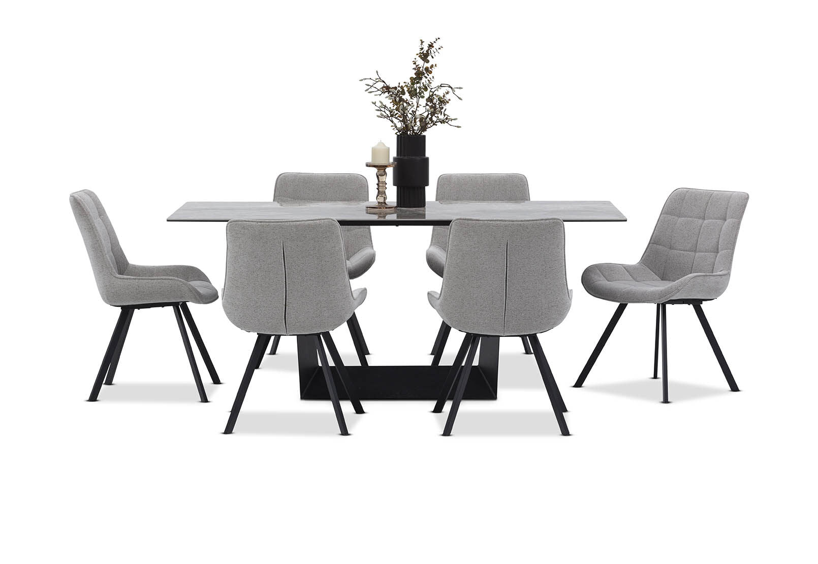 MILAS 7 PIECE DINING SUITE WITH ARABELLA DINING CHAIRS GREY
