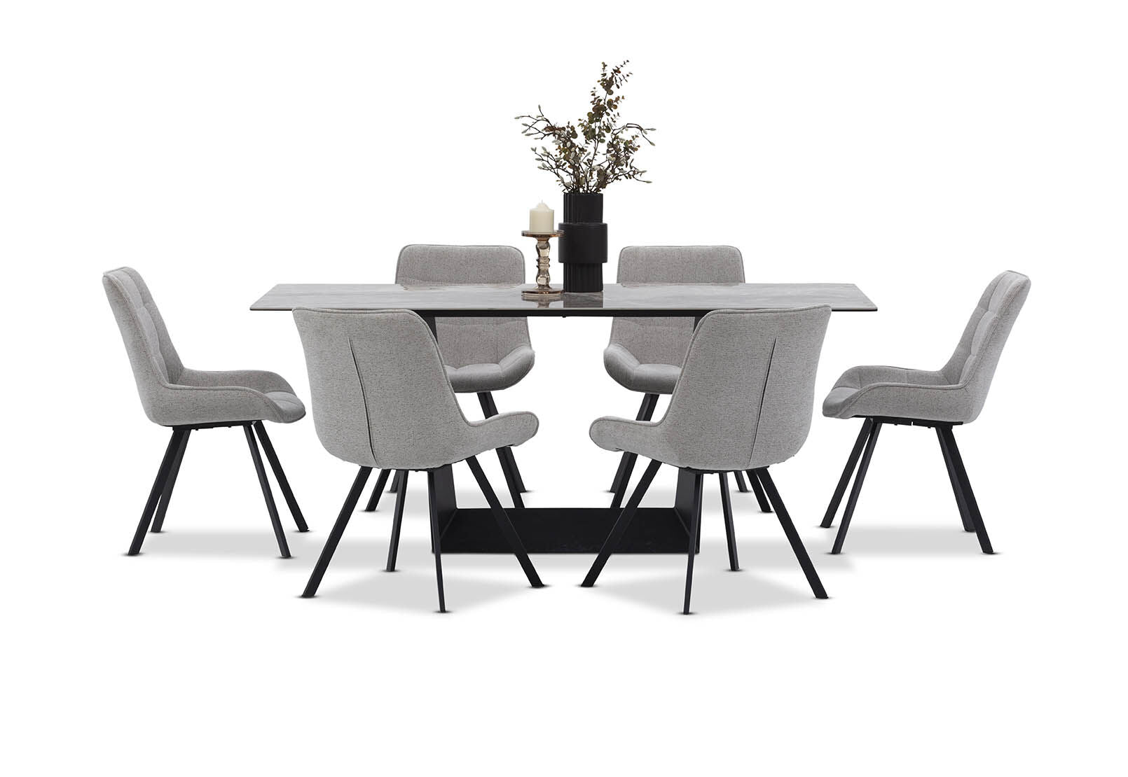 MILAS 7 PIECE DINING SUITE WITH ARABELLA DINING CHAIRS GREY