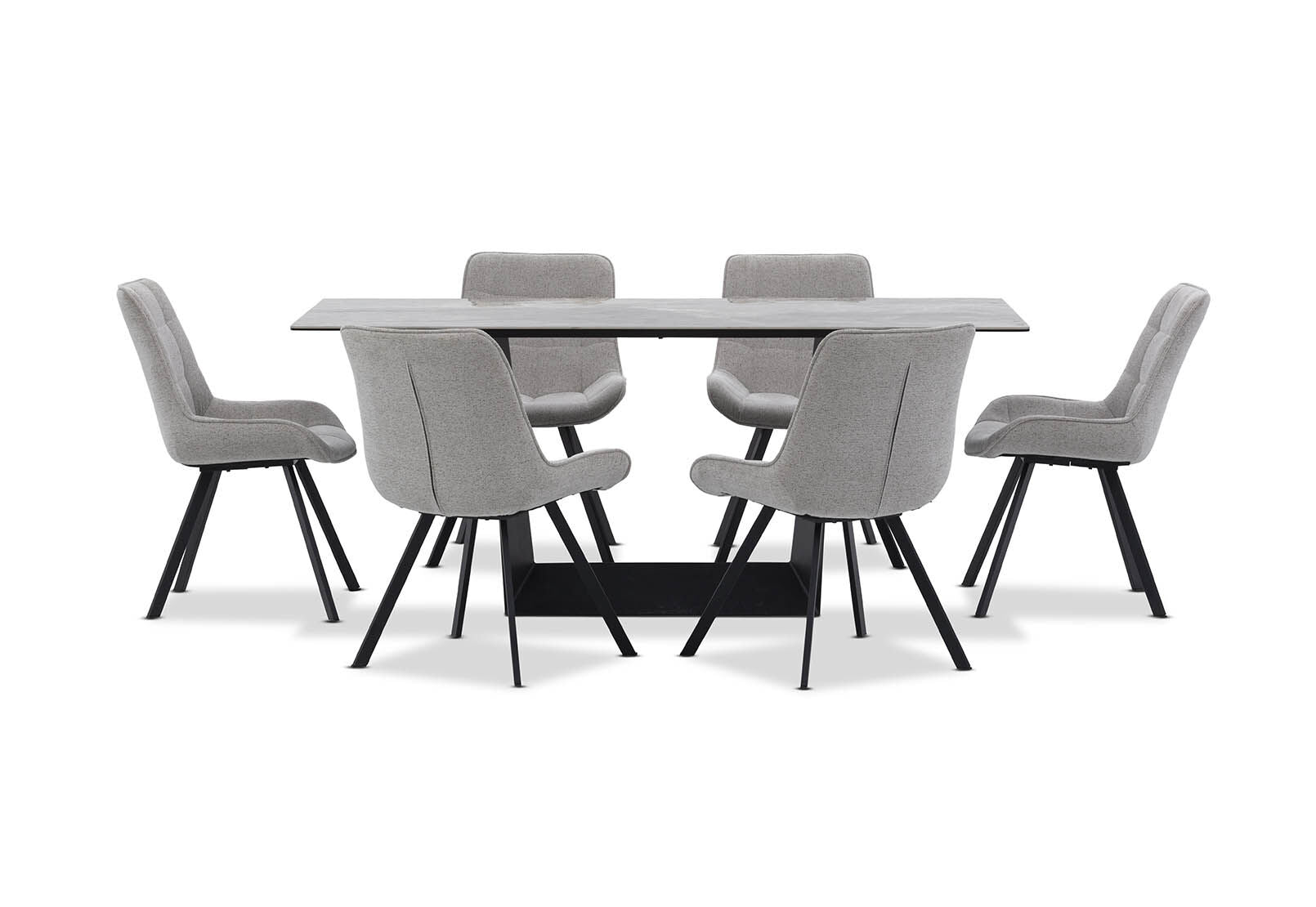 MILAS 7 PIECE DINING SUITE WITH ARABELLA DINING CHAIRS GREY