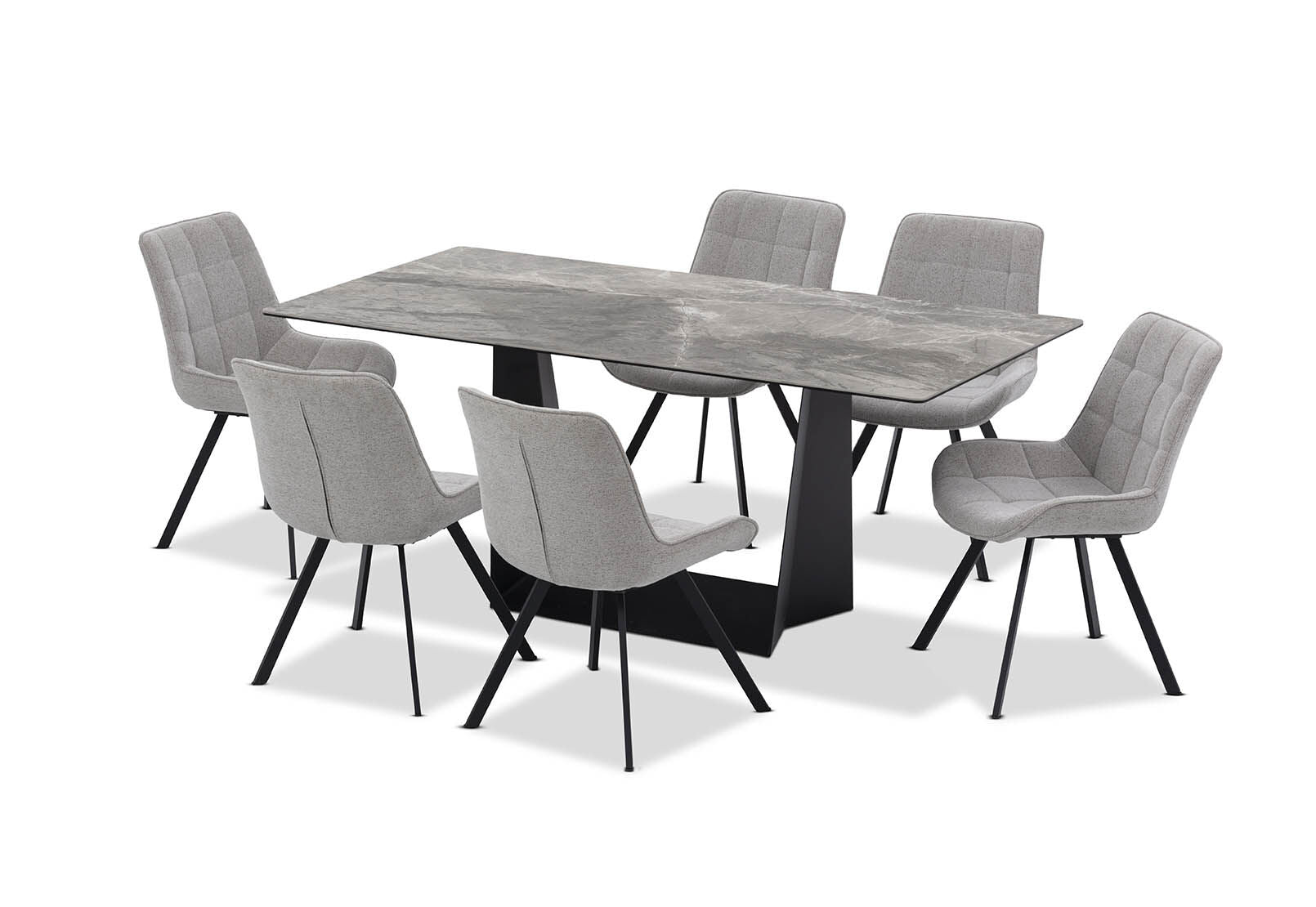 MILAS 7 PIECE DINING SUITE WITH ARABELLA DINING CHAIRS GREY
