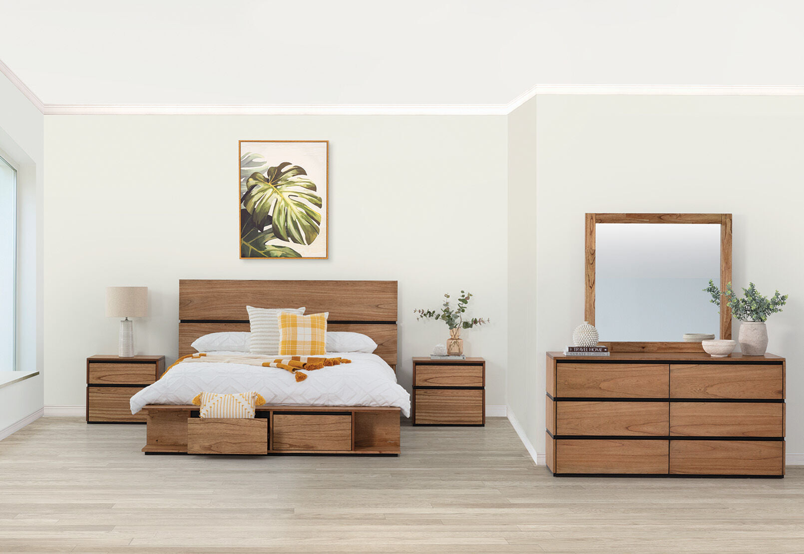 MEDORA DRESSER WITH MIRROR GOLDEN WALNUT