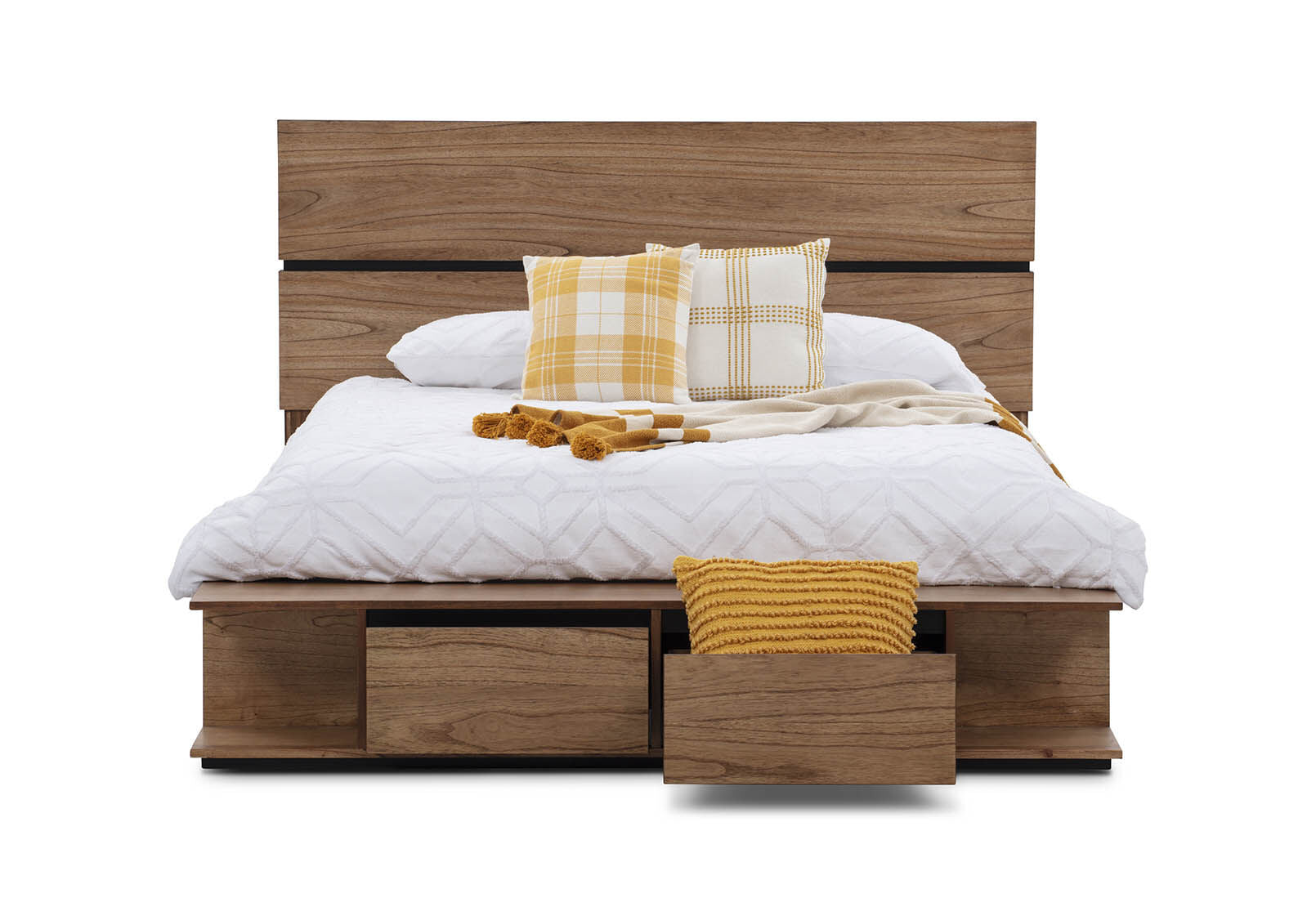 MEDORA QUEEN BED GOLDEN WALNUT