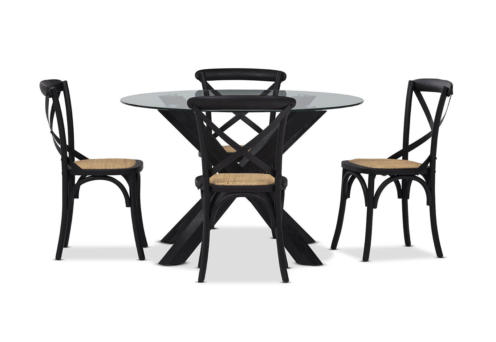 PROMENADE 5 PIECE DINING SUITE WITH BORDEAUX DINING CHAIRS BLACK