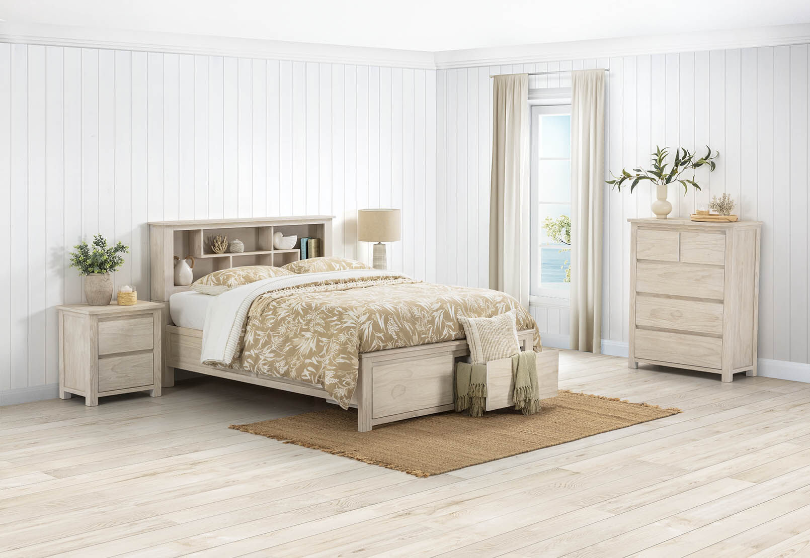 GALENE KING BED WHITE WASH