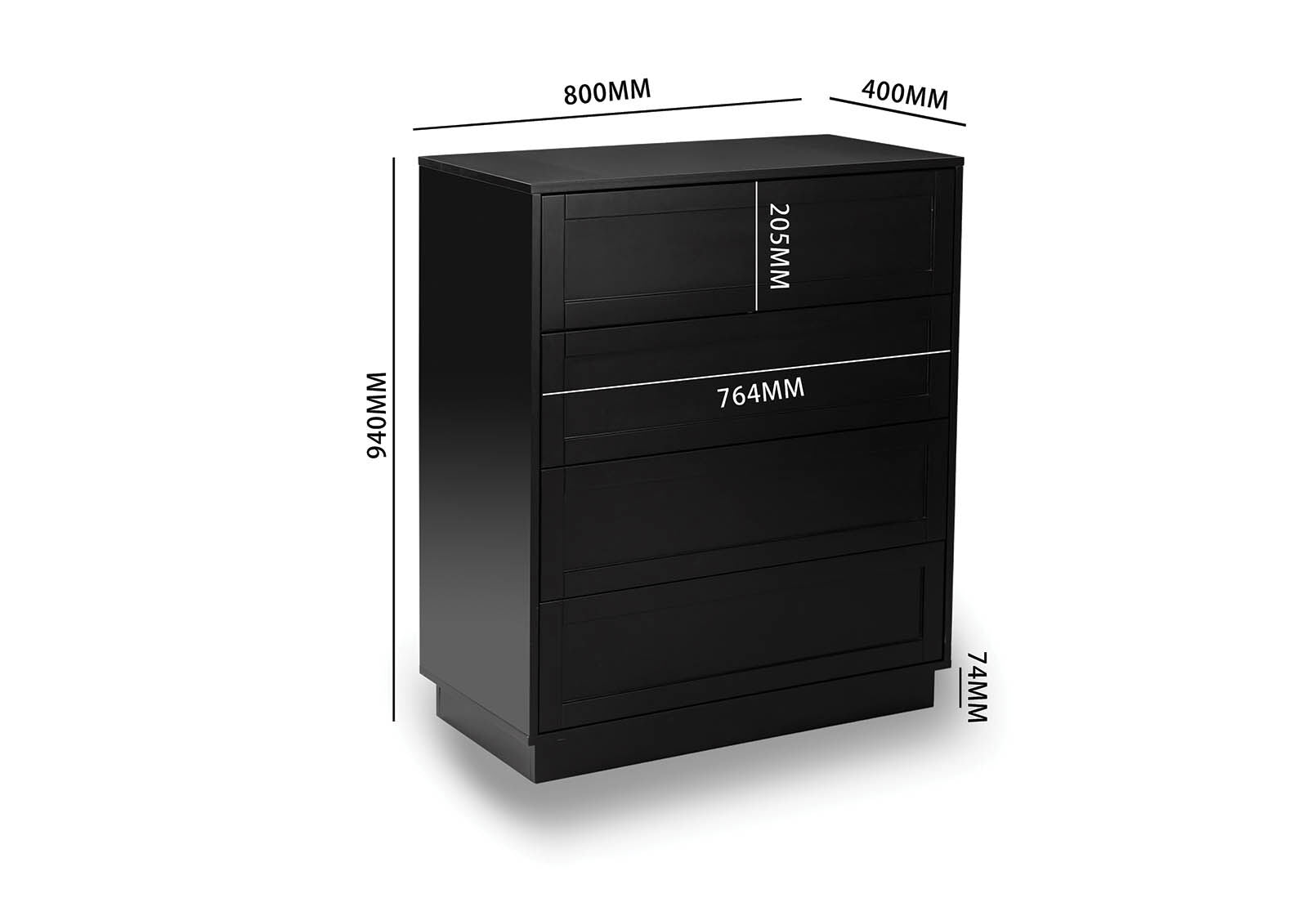 HUFFMAN 4 DRAWER TALL CHEST BLACK