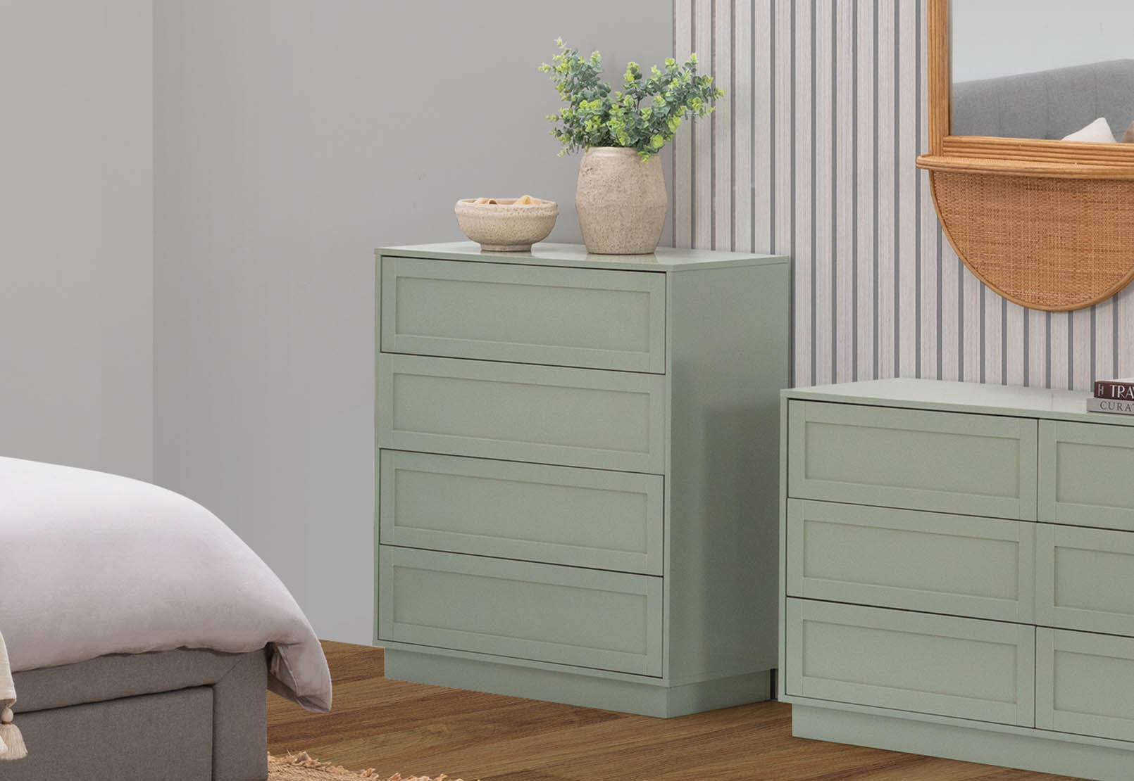 HUFFMAN 4 DRAWER TALL CHEST OLIVE