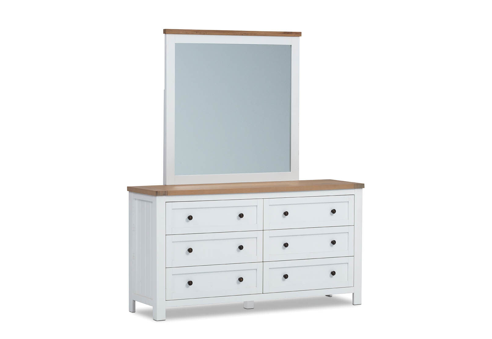 NORMANDY DRESSER WITH MIRROR (MTO) WHITE/OAK