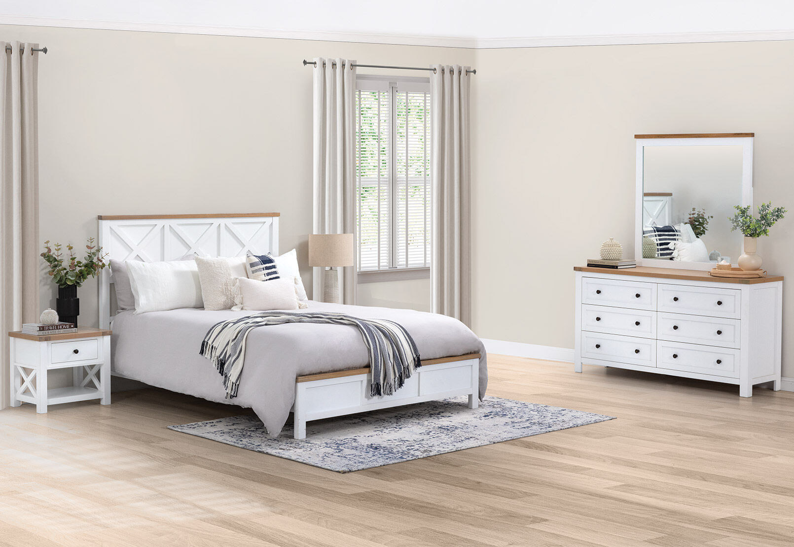 NORMANDY DRESSER WITH MIRROR (MTO) WHITE/OAK