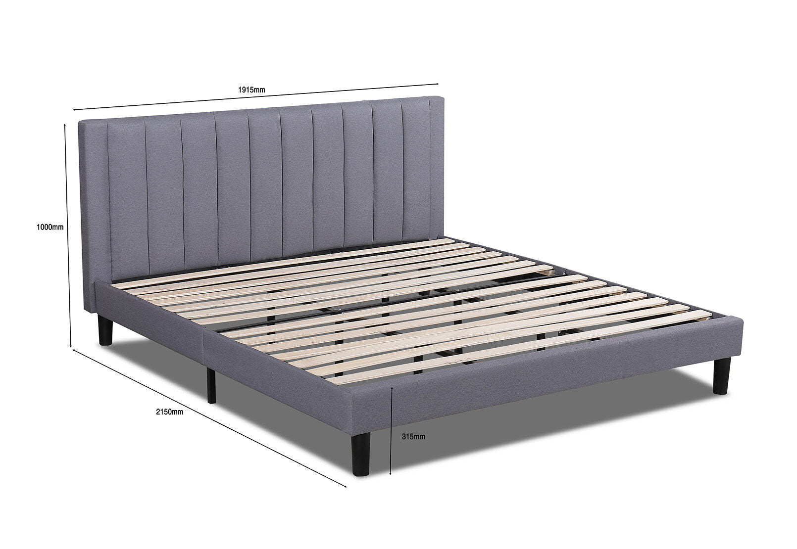 BISHOP KING BED GREY