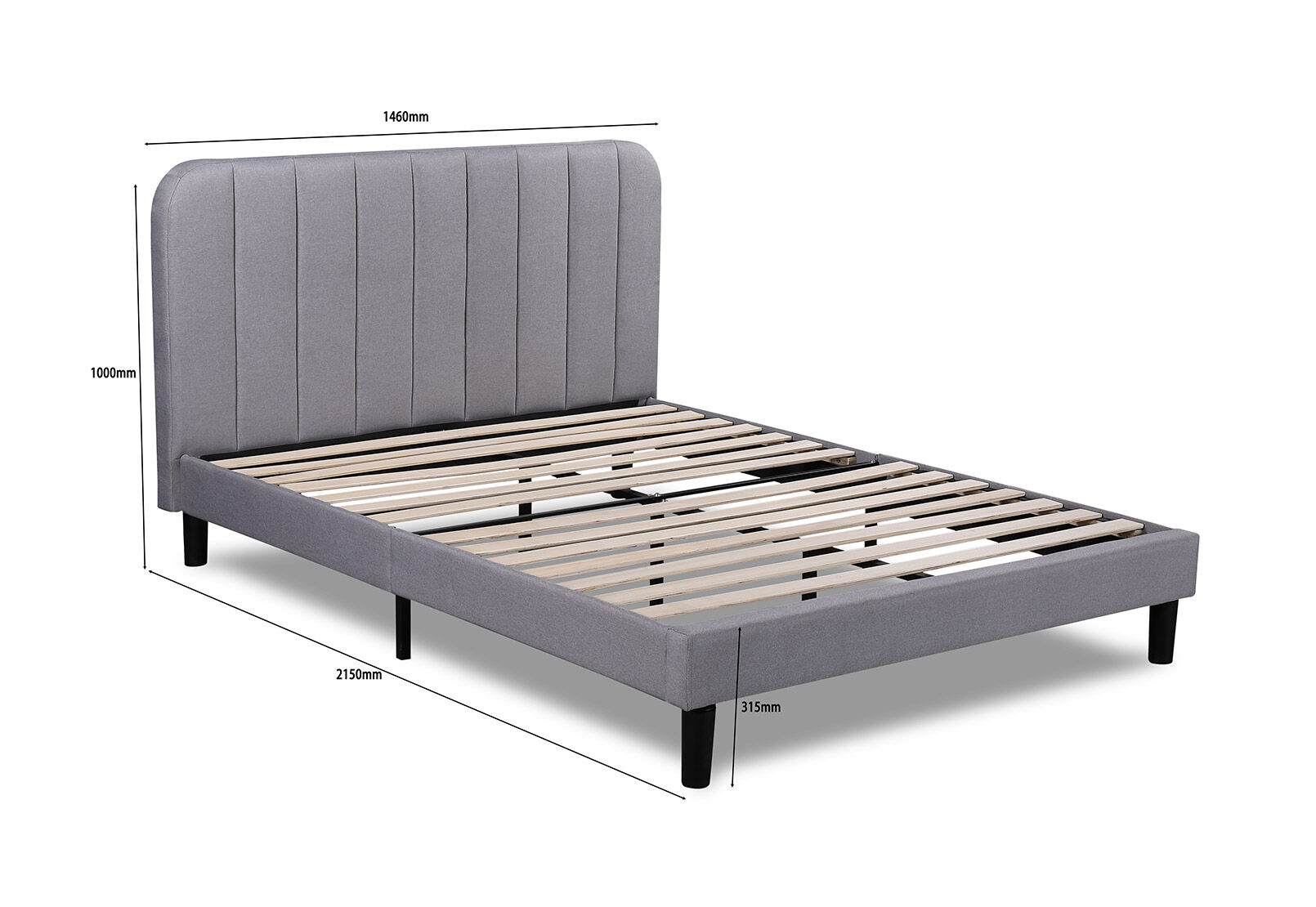 BRENNAN DOUBLE BED LIGHT GREY