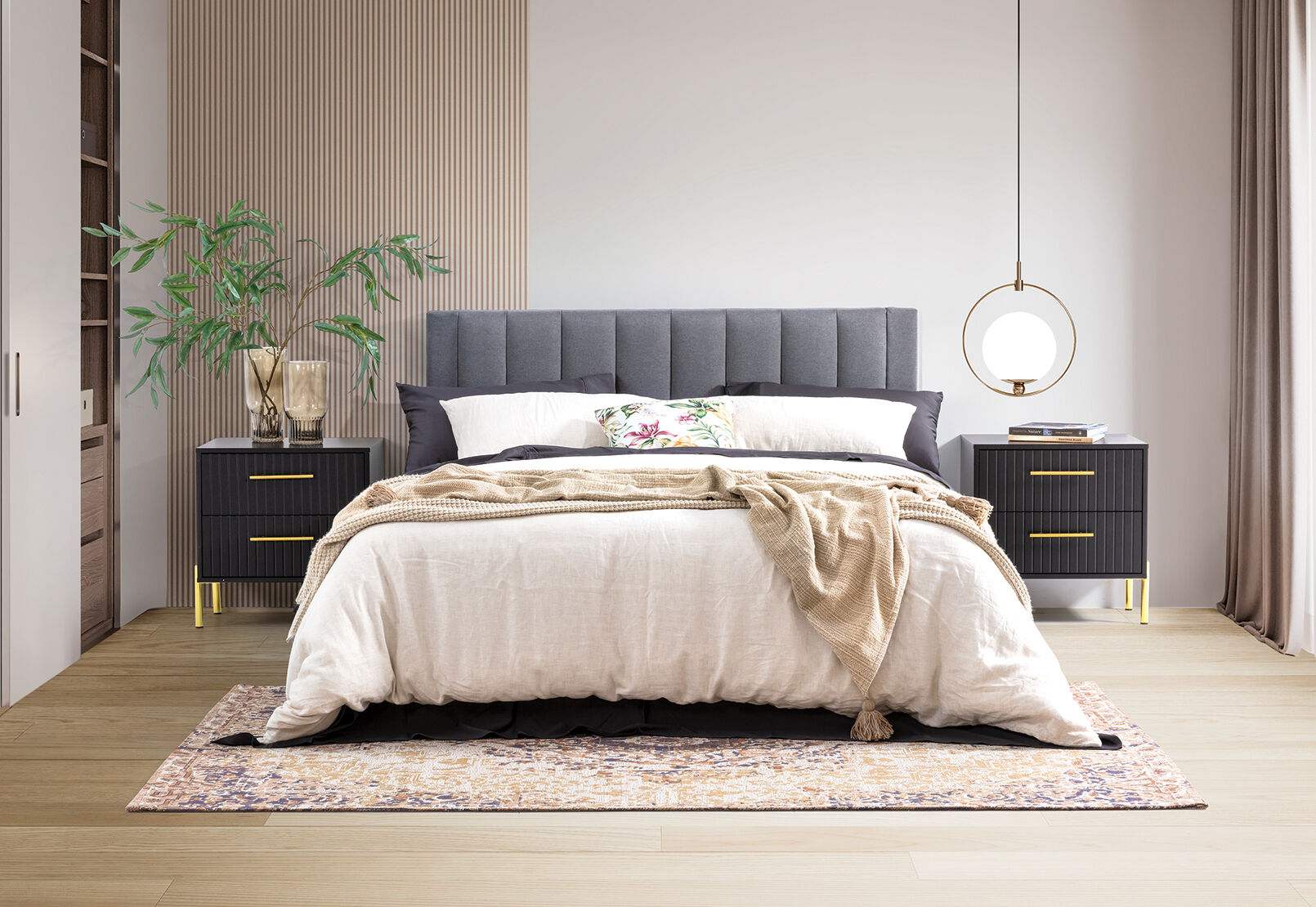BISHOP DOUBLE BED GREY