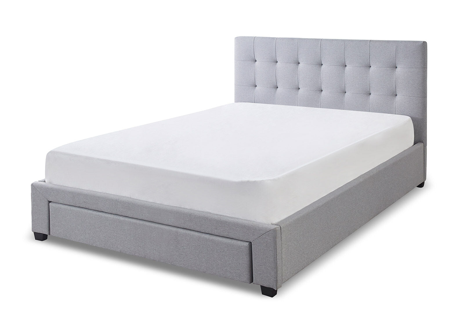 SOUTHAMPTON QUEEN BED WITH DRAWER LIGHT GREY