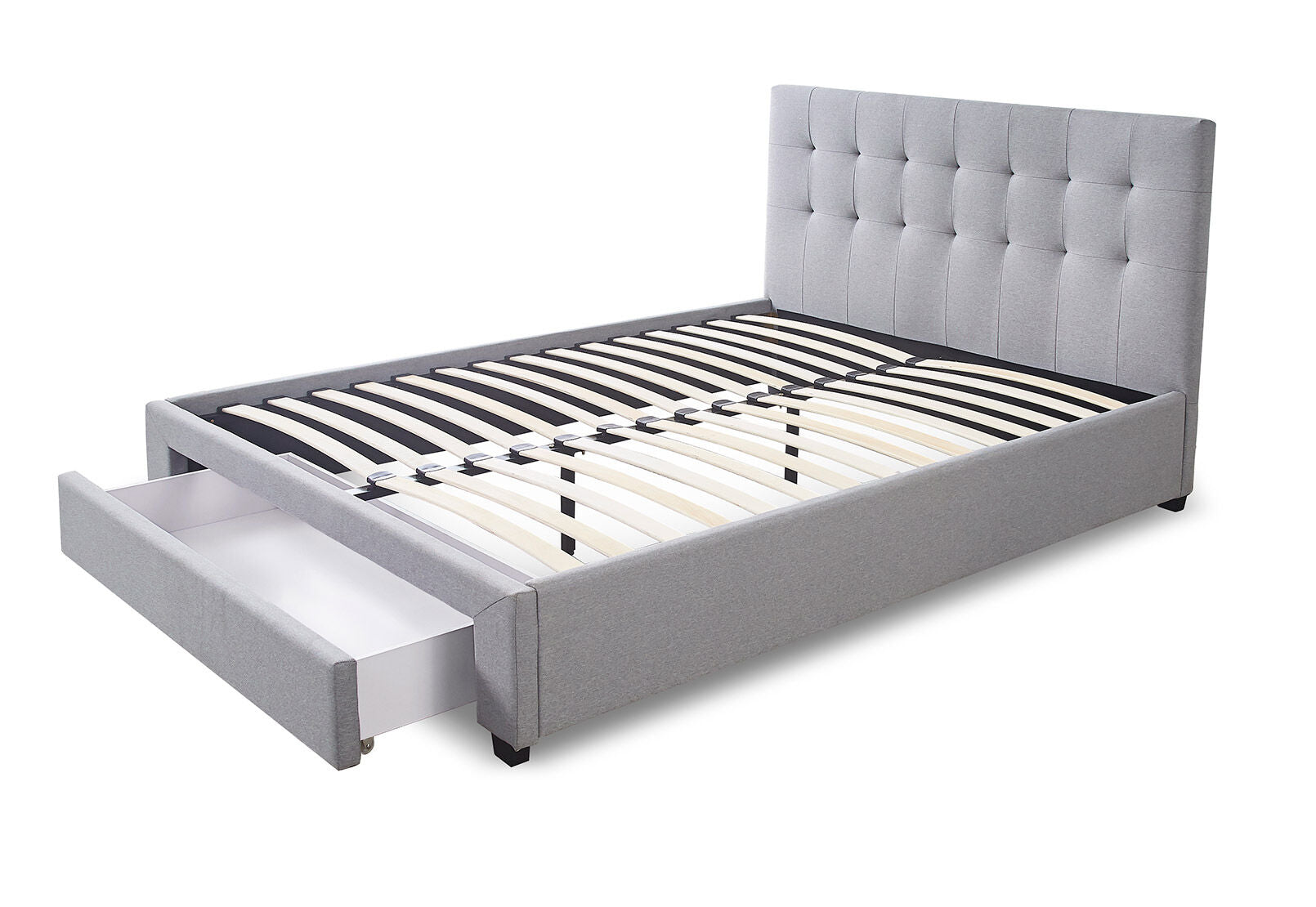 SOUTHAMPTON QUEEN BED WITH DRAWER LIGHT GREY