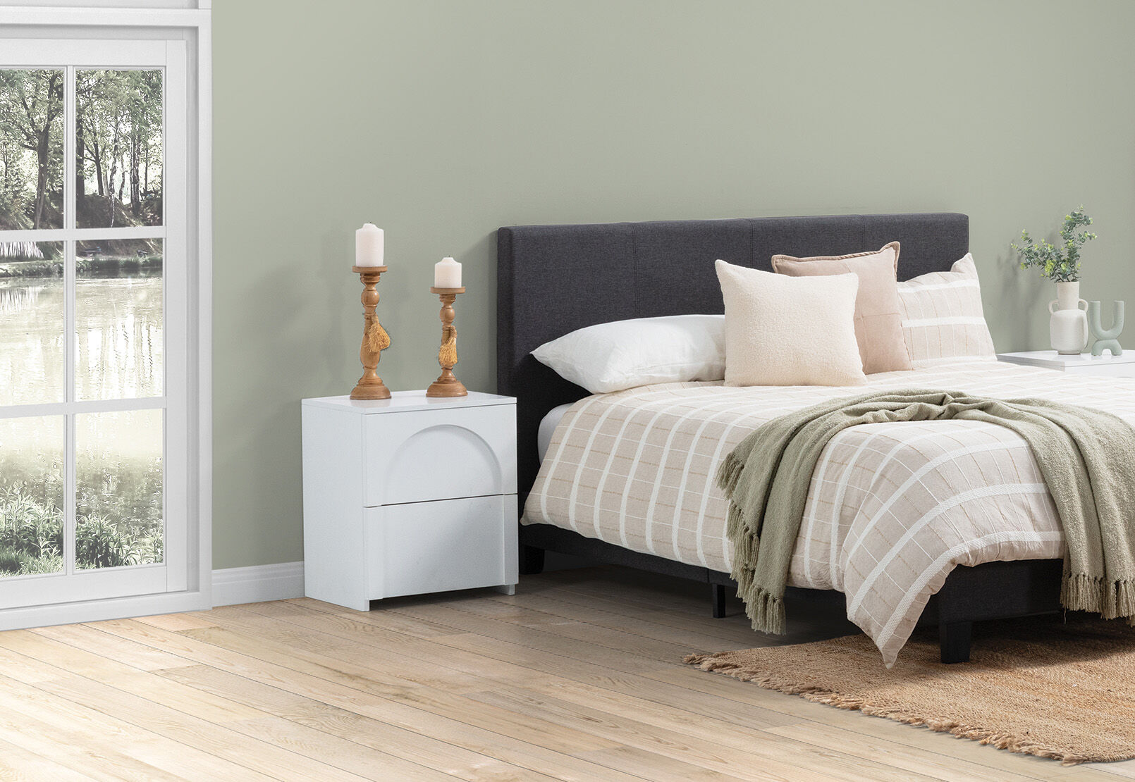 SAVONA 2 DRAWER BEDSIDE WHITE