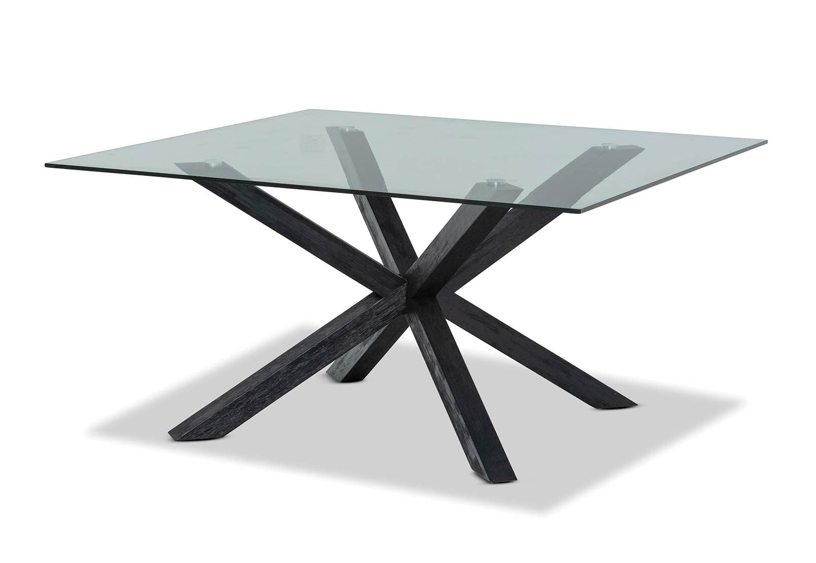 PROMENADE SQUARE GLASS TOP DINING TABLE BLACK