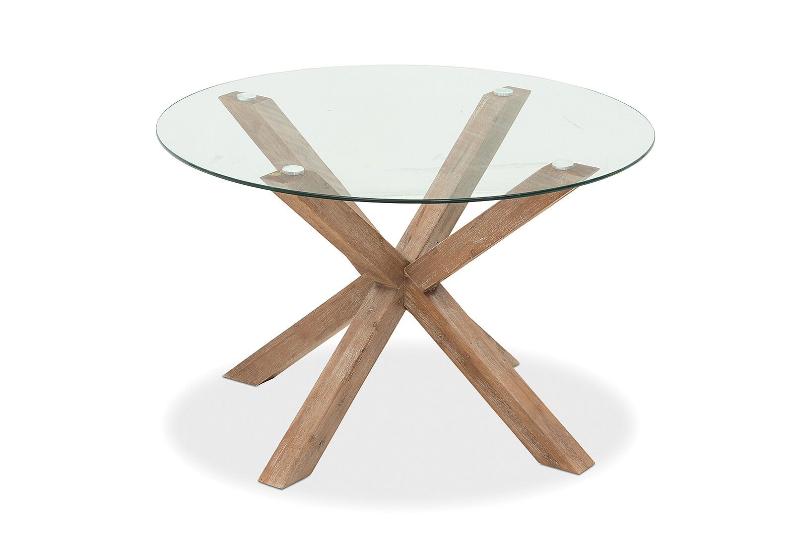 PROMENADE 1200 ROUND GLASS TOP DINING TABLE PEWTER