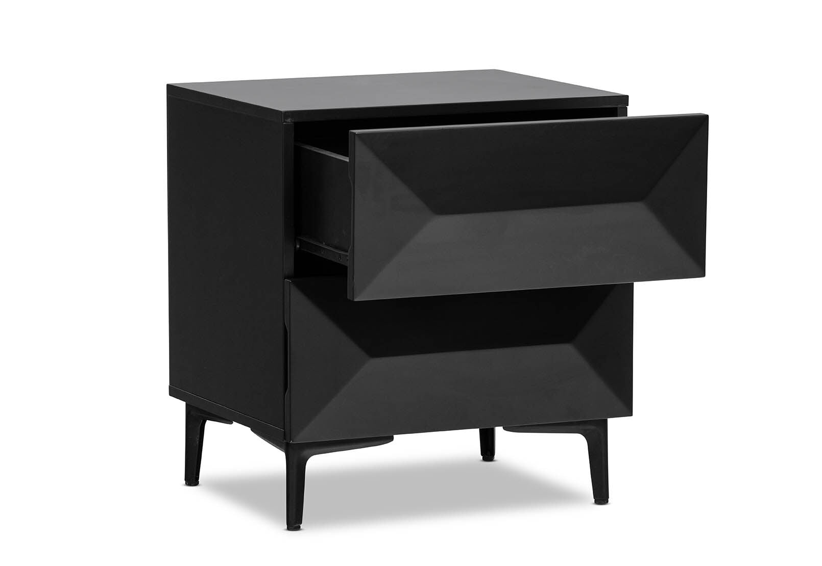MILANA 2 DRAWER BEDSIDE BLACK