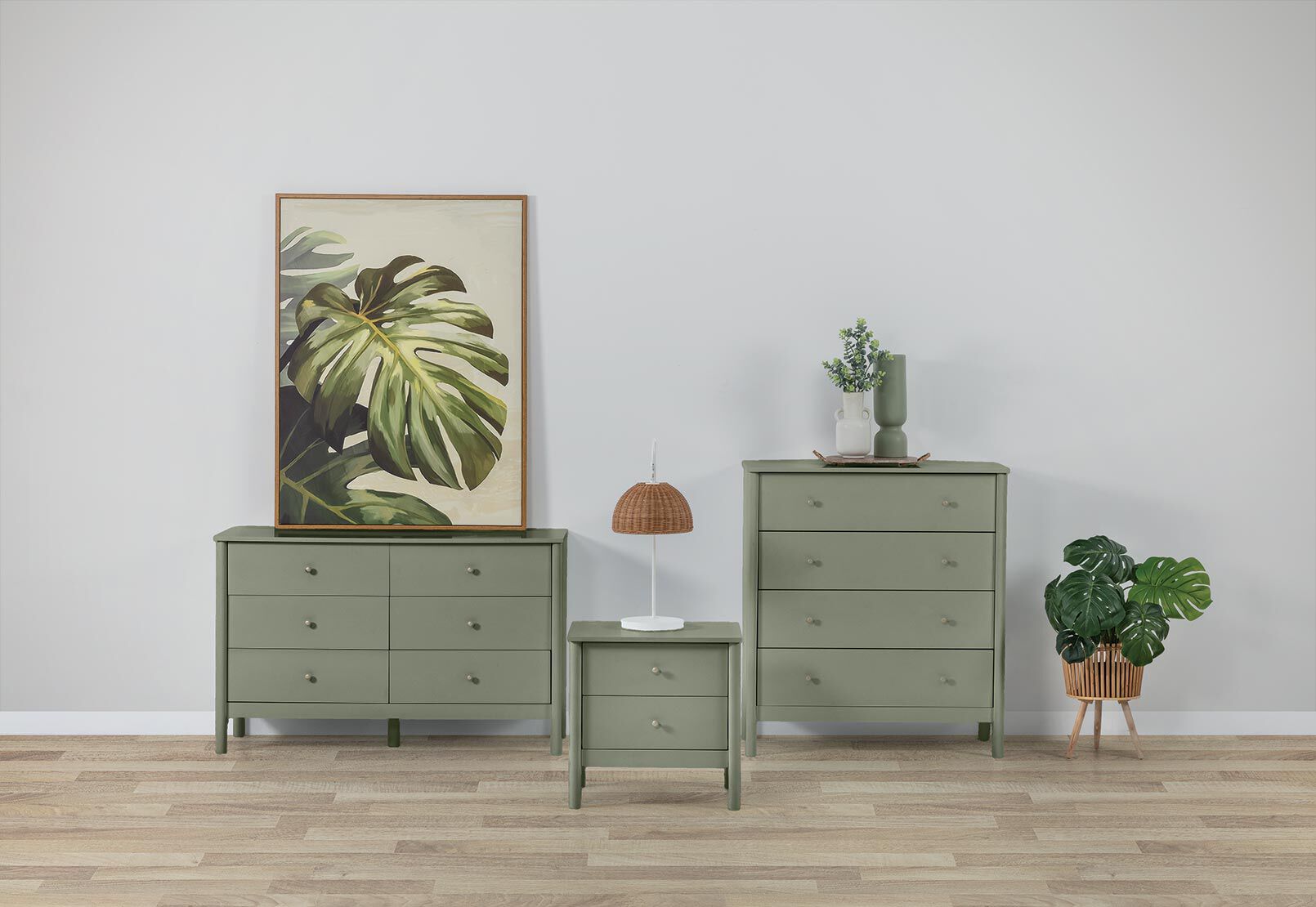 ROWLAND 2 DRAWER BEDSIDE OLIVE