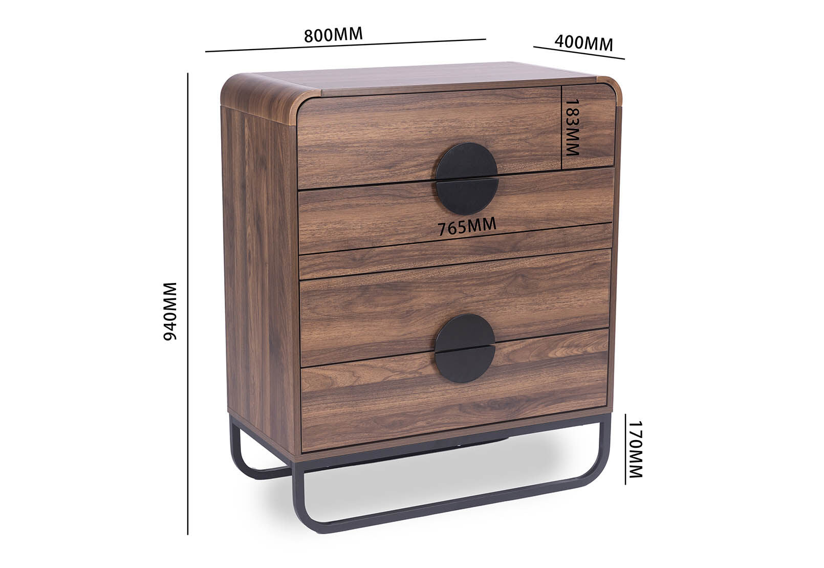HUGHES 4 DRAWER TALL CHEST WALNUT