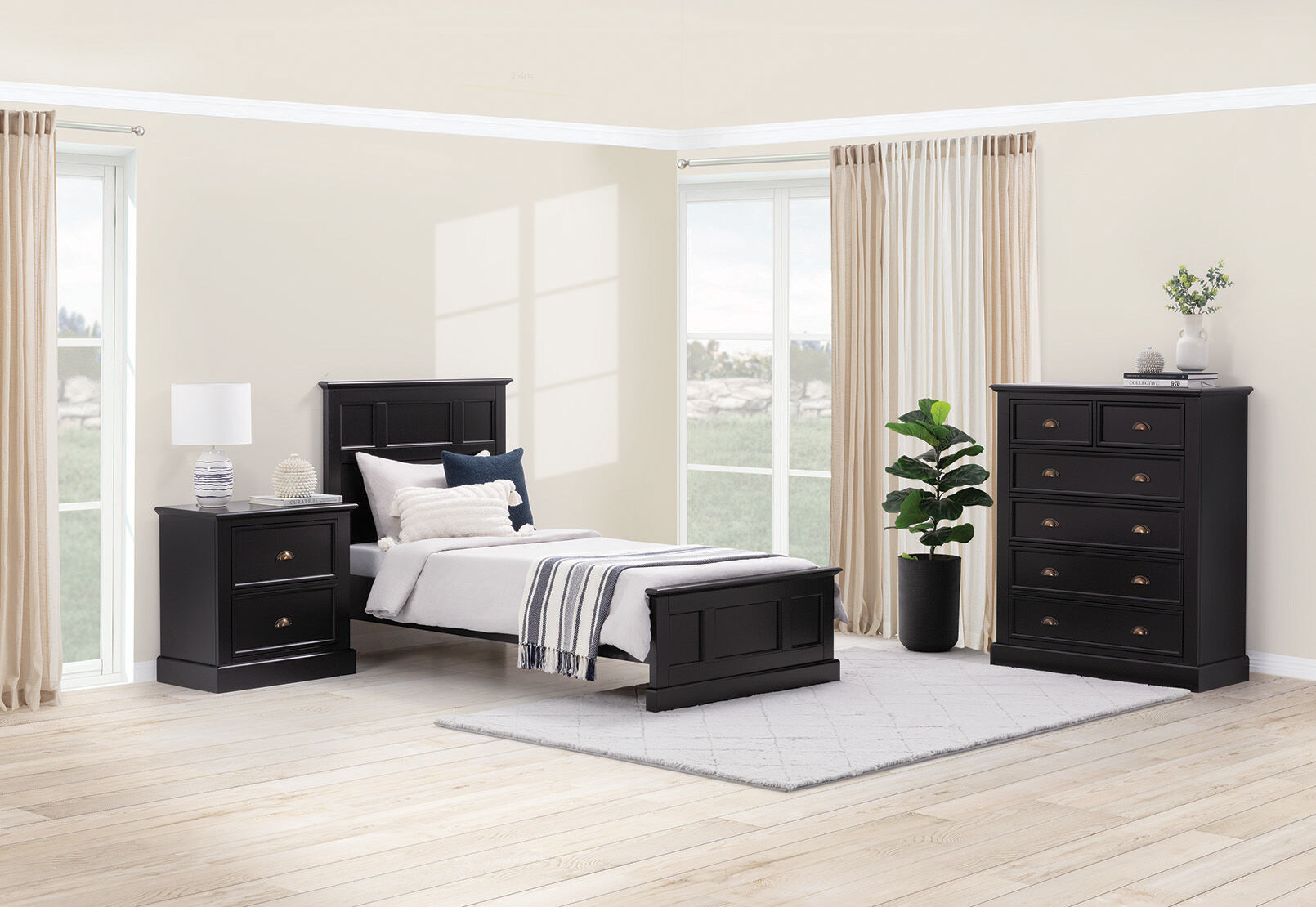 CHRYSTELLE KING SINGLE BED BLACK