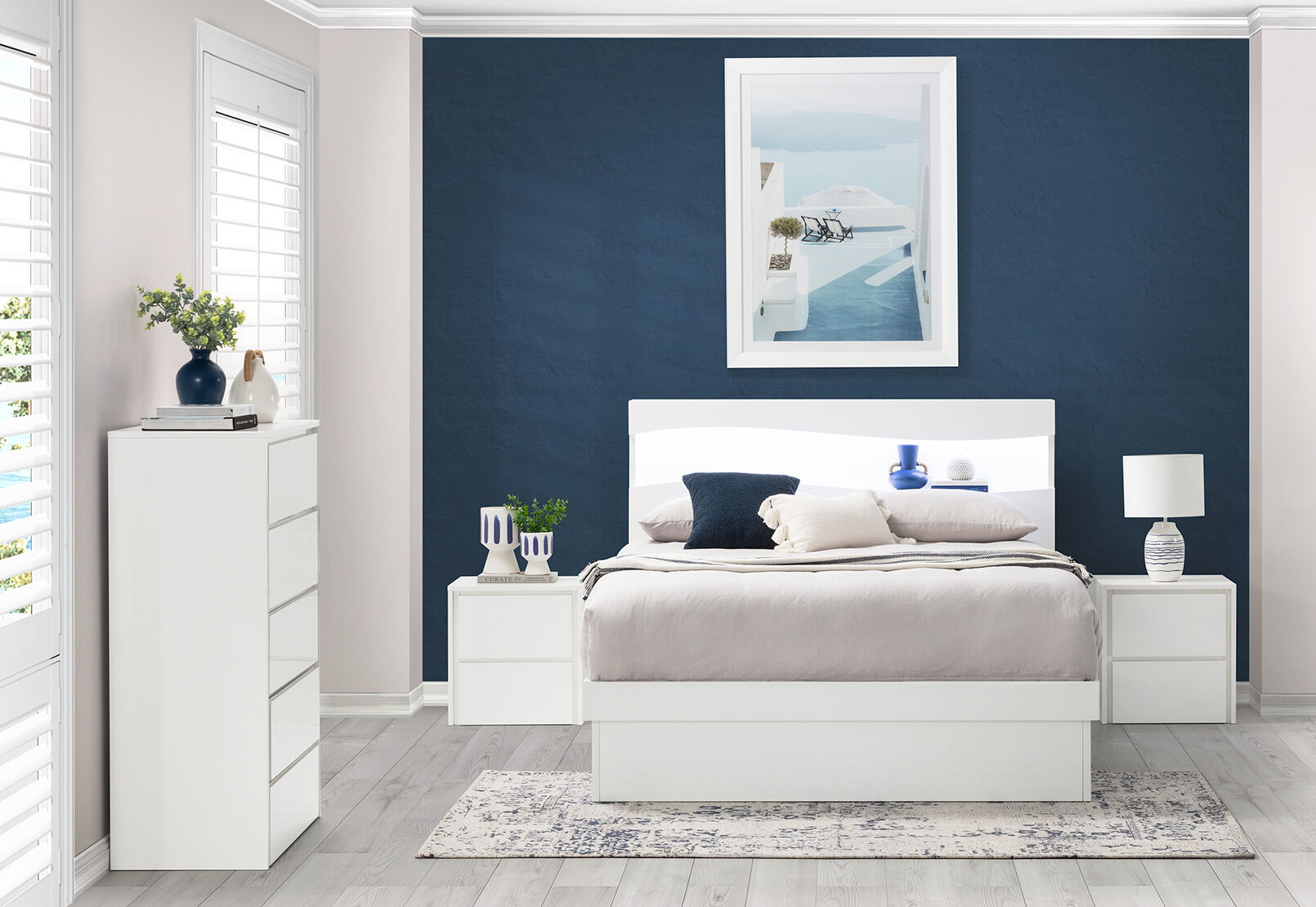 CALISTO 2 DRAWER BEDSIDE WHITE
