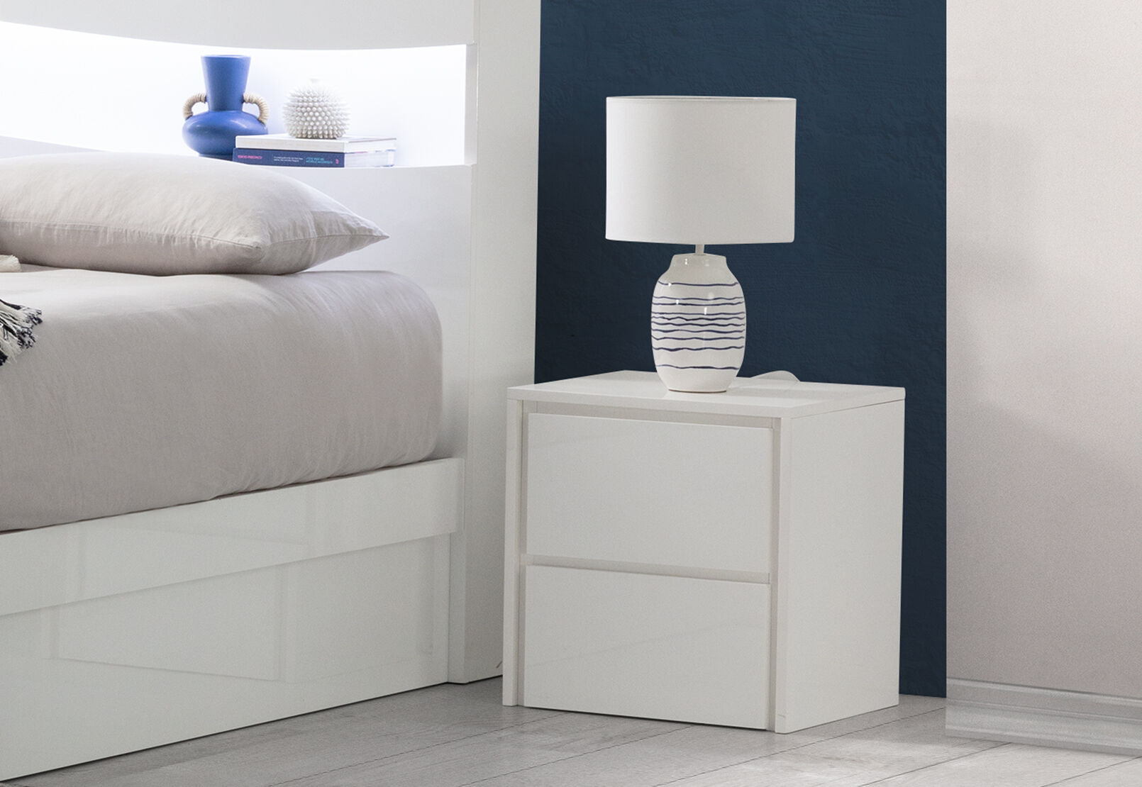 CALISTO 2 DRAWER BEDSIDE WHITE