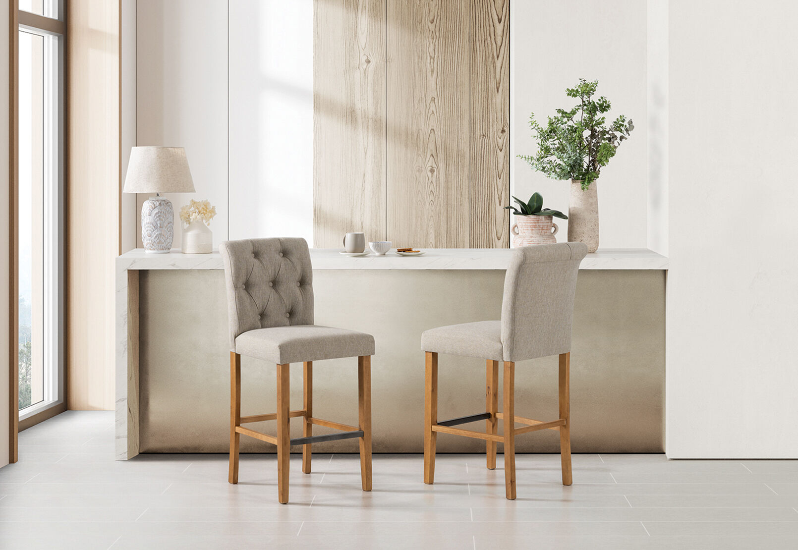 EDWARDS SET OF 2 STOOLS TAUPE