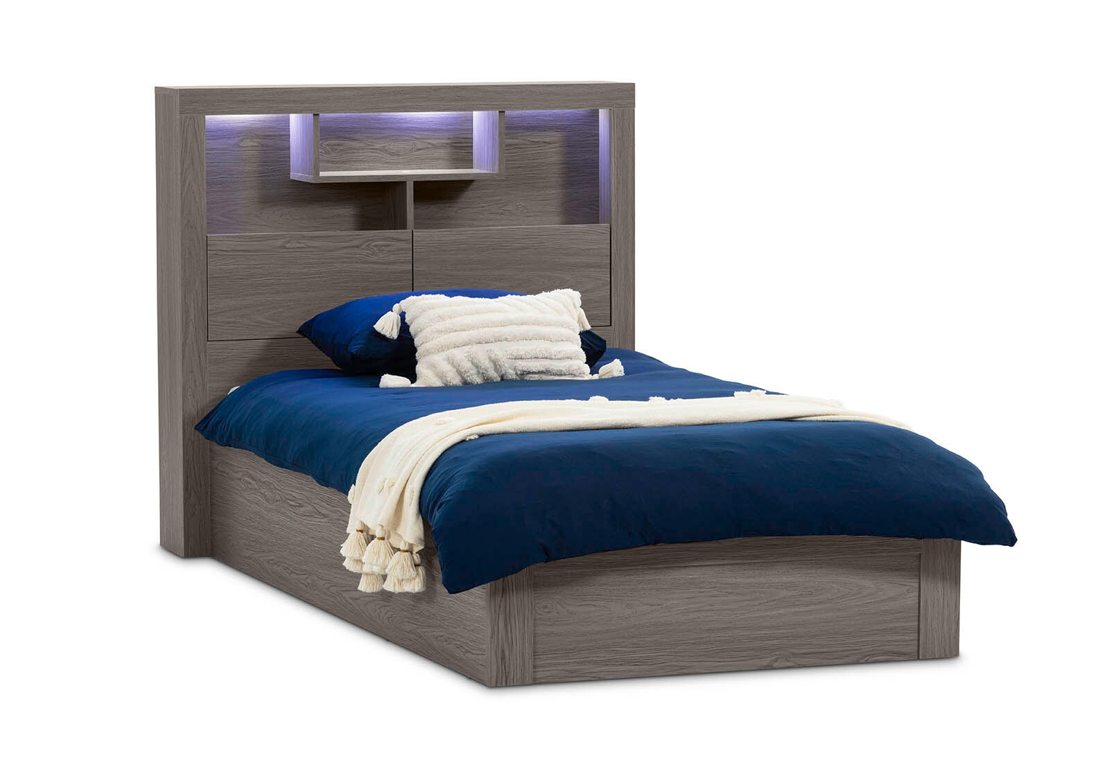 GEOVANA KING SINGLE BED GREY