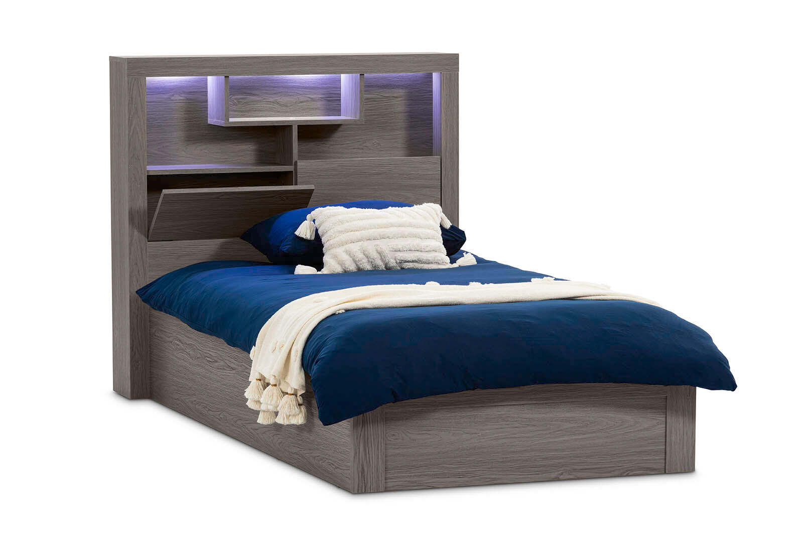GEOVANA KING SINGLE BED GREY