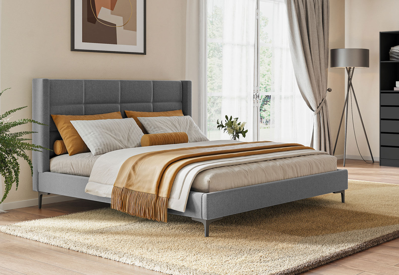 CUNNINGHAM QUEEN BED GREY