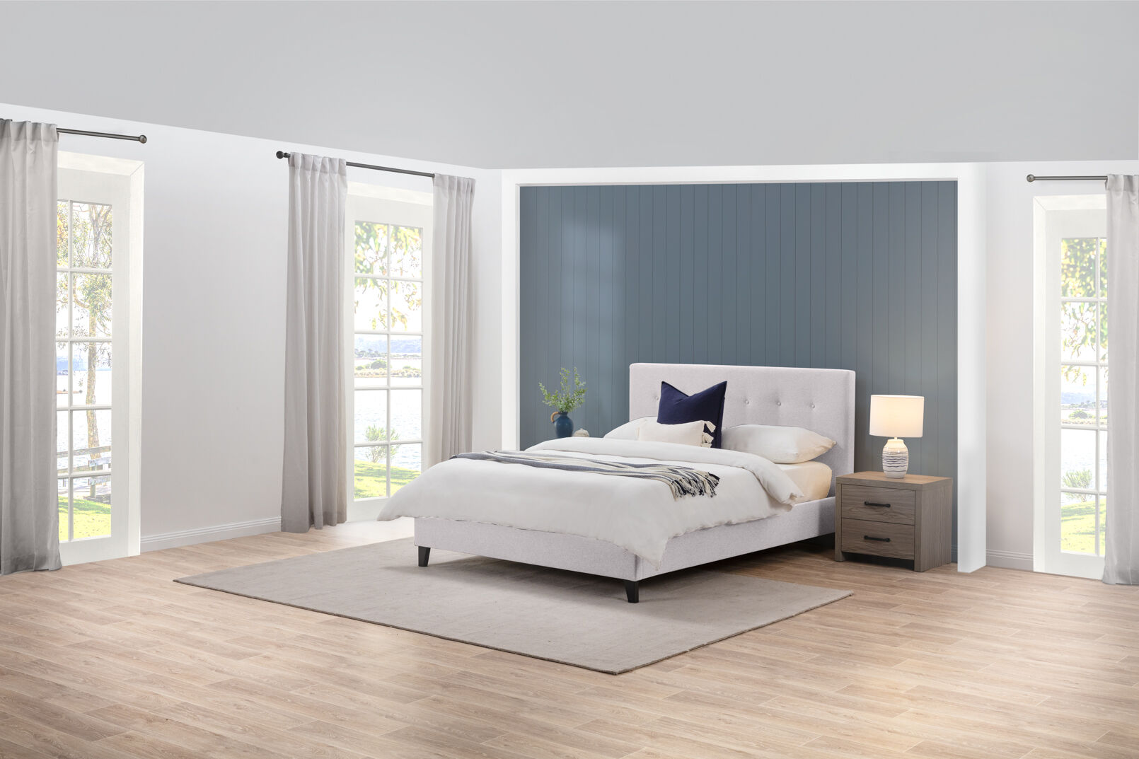 JESSALYN KING BED LIGHT GREY