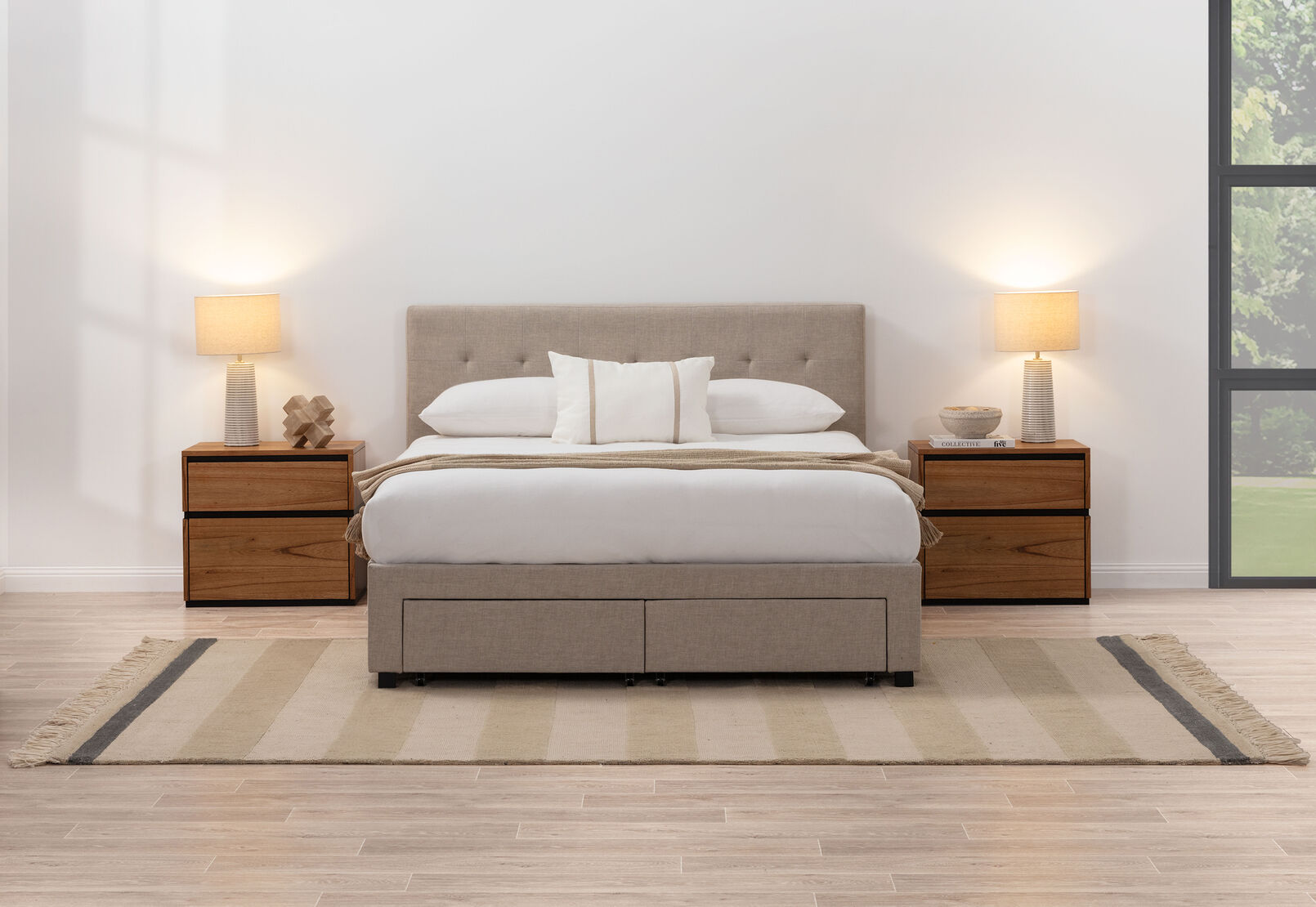 CATARINA DOUBLE BED BEIGE