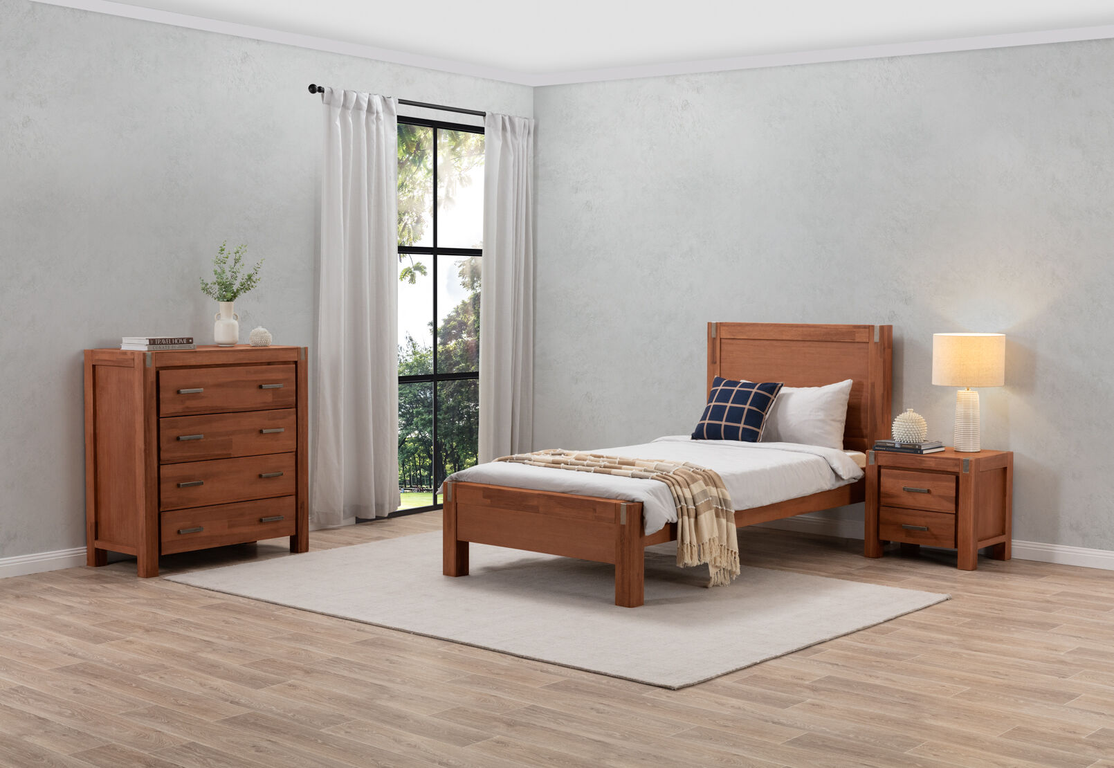 SILVERWOOD KING SINGLE BED PEWTER