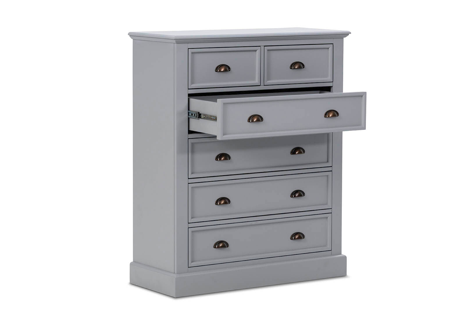 CHRYSTELLE 6 DRAWER TALL CHEST LIGHT GREY