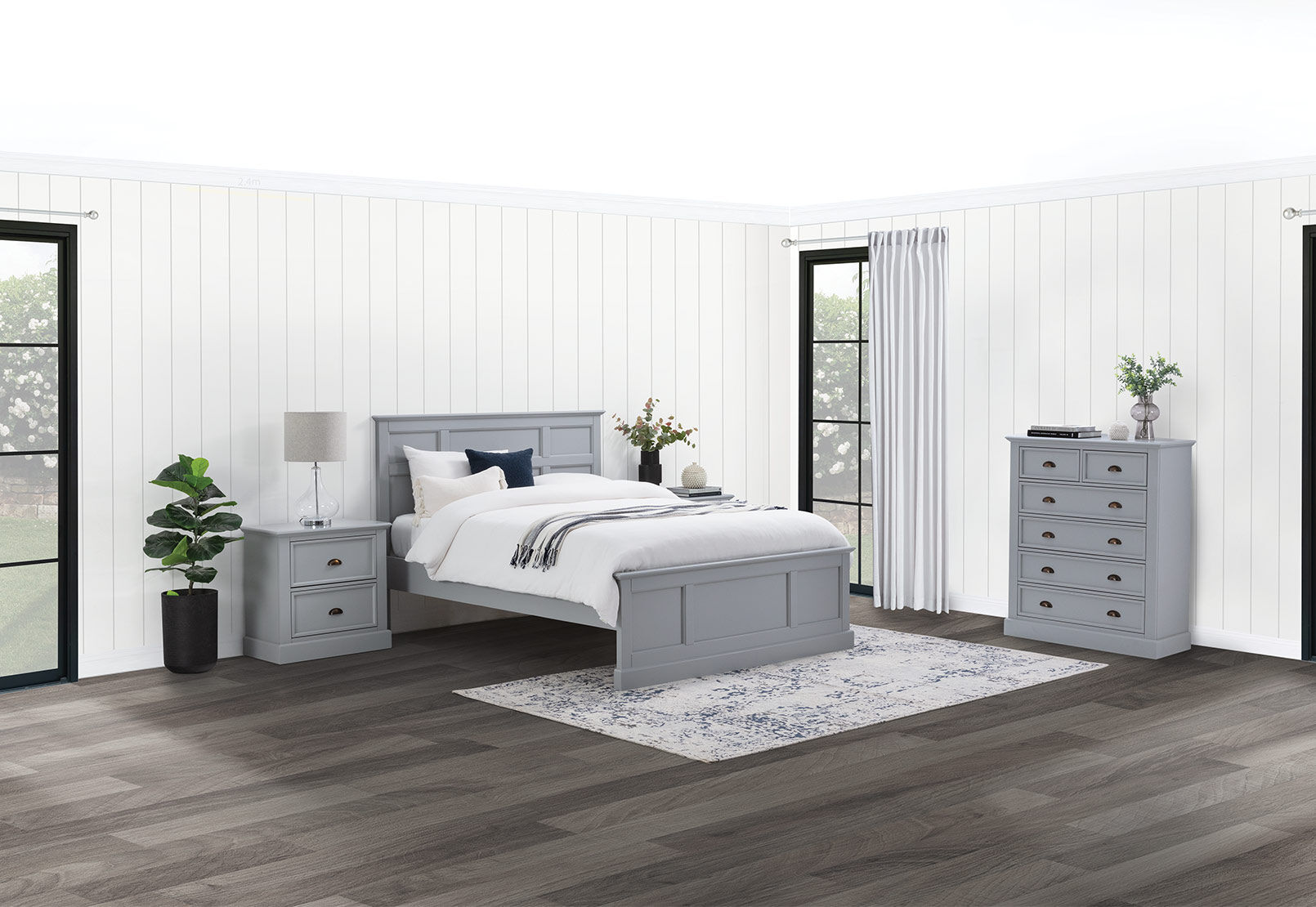 CHRYSTELLE 6 DRAWER TALL CHEST LIGHT GREY