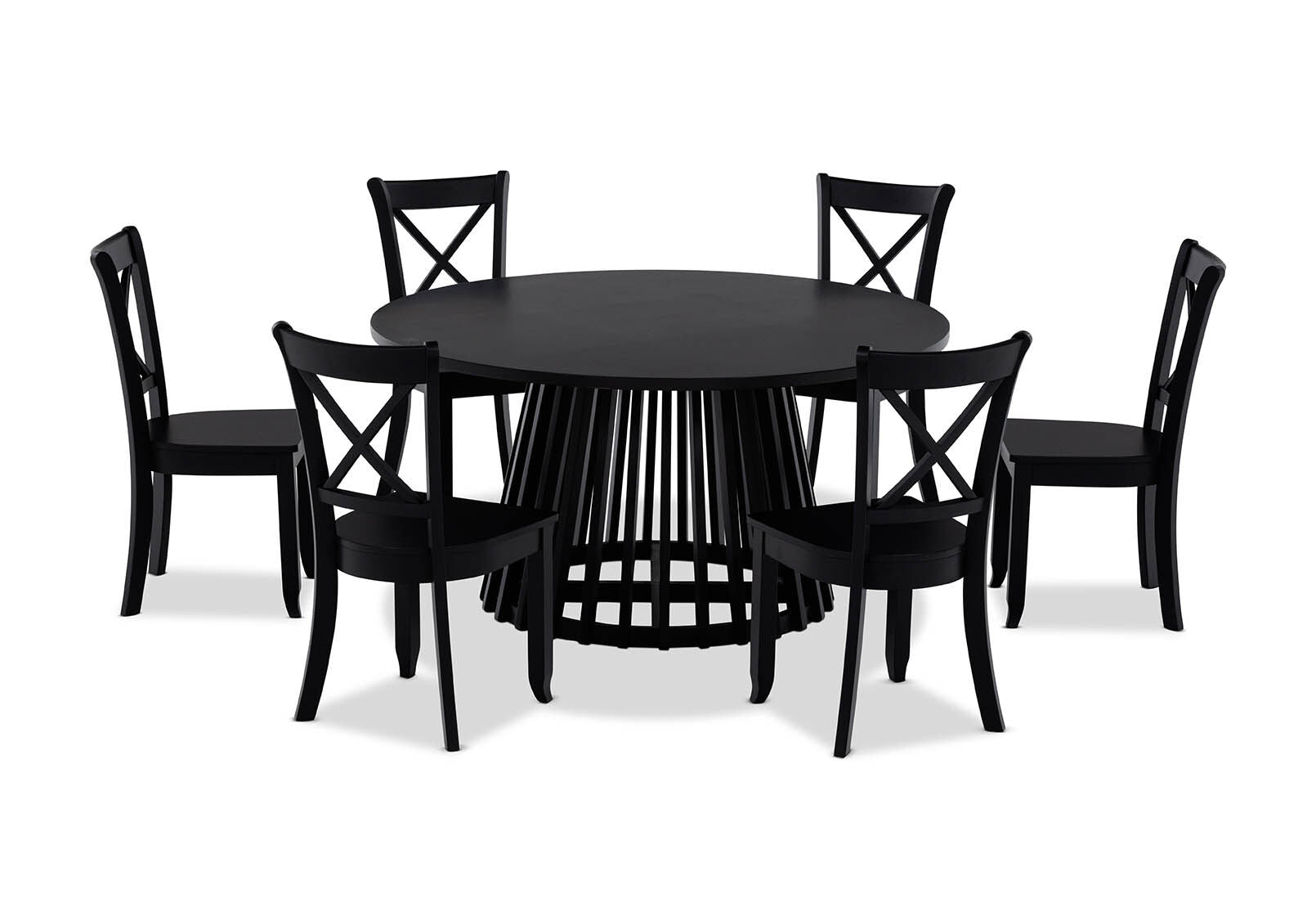 TORENTO 7 PIECE DINING SUITE WITH ECHUCA CHAIRS BLACK